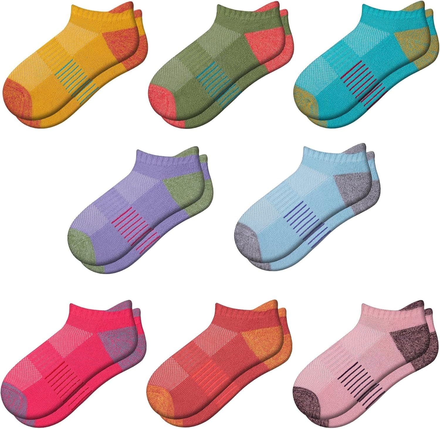 Comfoex Girls Socks Ankle Athletic Socks For Kids 4-6 6-8 8-10 Years Old Short Socks With Cushioned Sole 8 Pairs 7-10 Years Multicolor 8 Pairs - Image 8