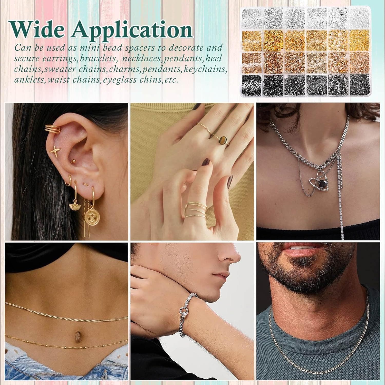 Acejoz 2160 Pieces Crimp Beads Kit for Jewelry Making, Knot Covers, Crimp Bead Covers, Crimp Tubes, Jump Rings and Wire Guardians with Crimping Pliers, Elastic String for Bracelets Necklaces Making - Image 7