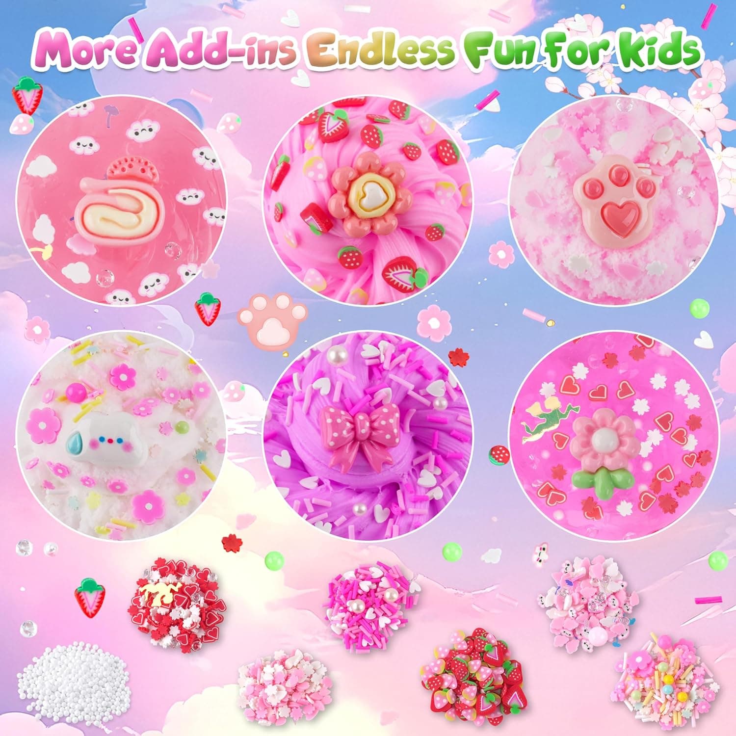 6 Pack Slimes, Pink Slime Kids, Cloud Slime kit for Girls Ages 8-12, Toys for Girls and Boys, for Kids Slime Set Party kit Goodie Bag Stuffers, 4 5 6 7 8 9 10 Year Old Girl Birthday Gift Cute Stuff Picnic - Image 4