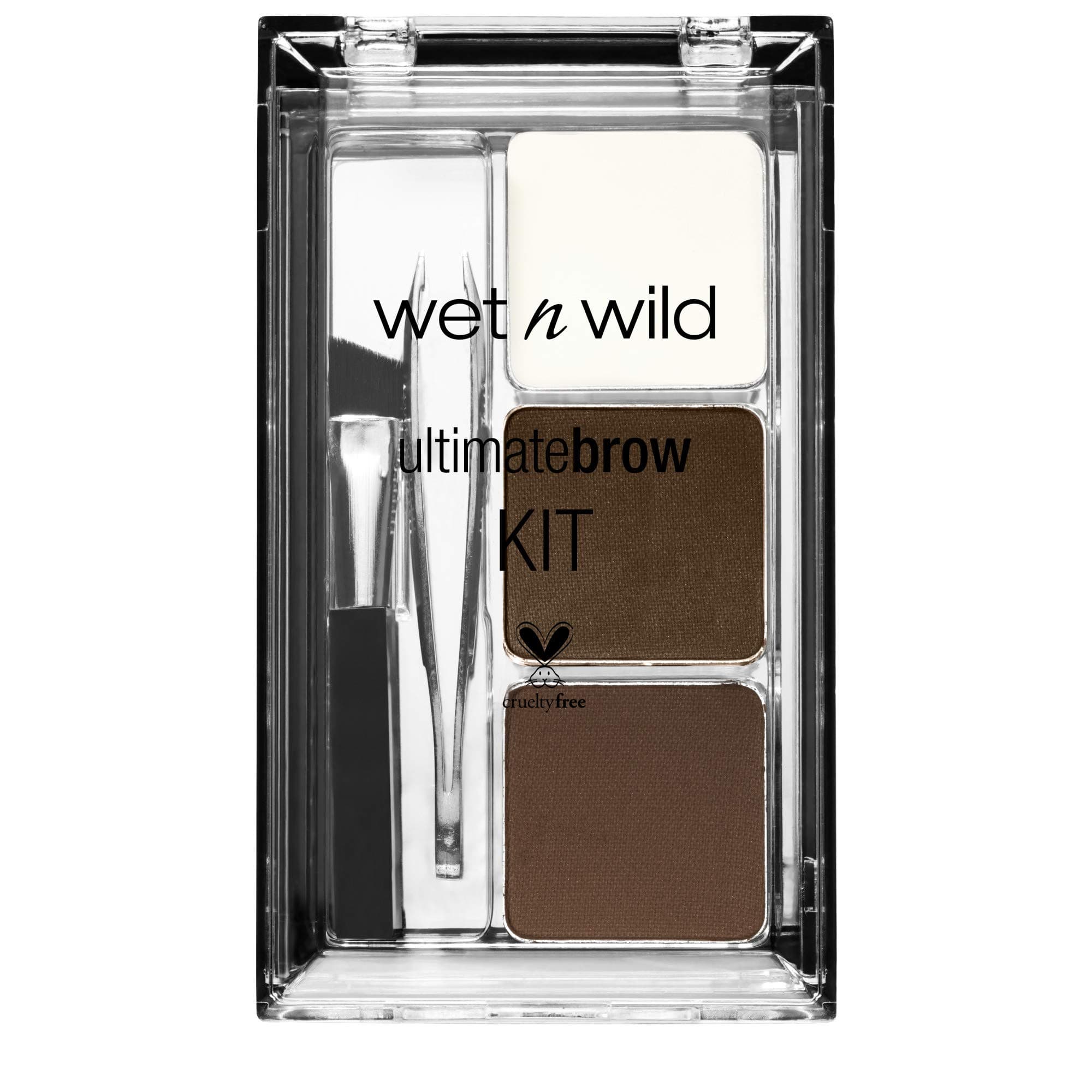 wet n wild Ultimate Eyebrow Makeup Kit, Long-Lasting Matte Brow Powder, Tweezers, Wax & Brush, Built-In Mirror, Purse-Friendly Compact - Dark Brown Dark Brown 1 Count (Pack of 1)