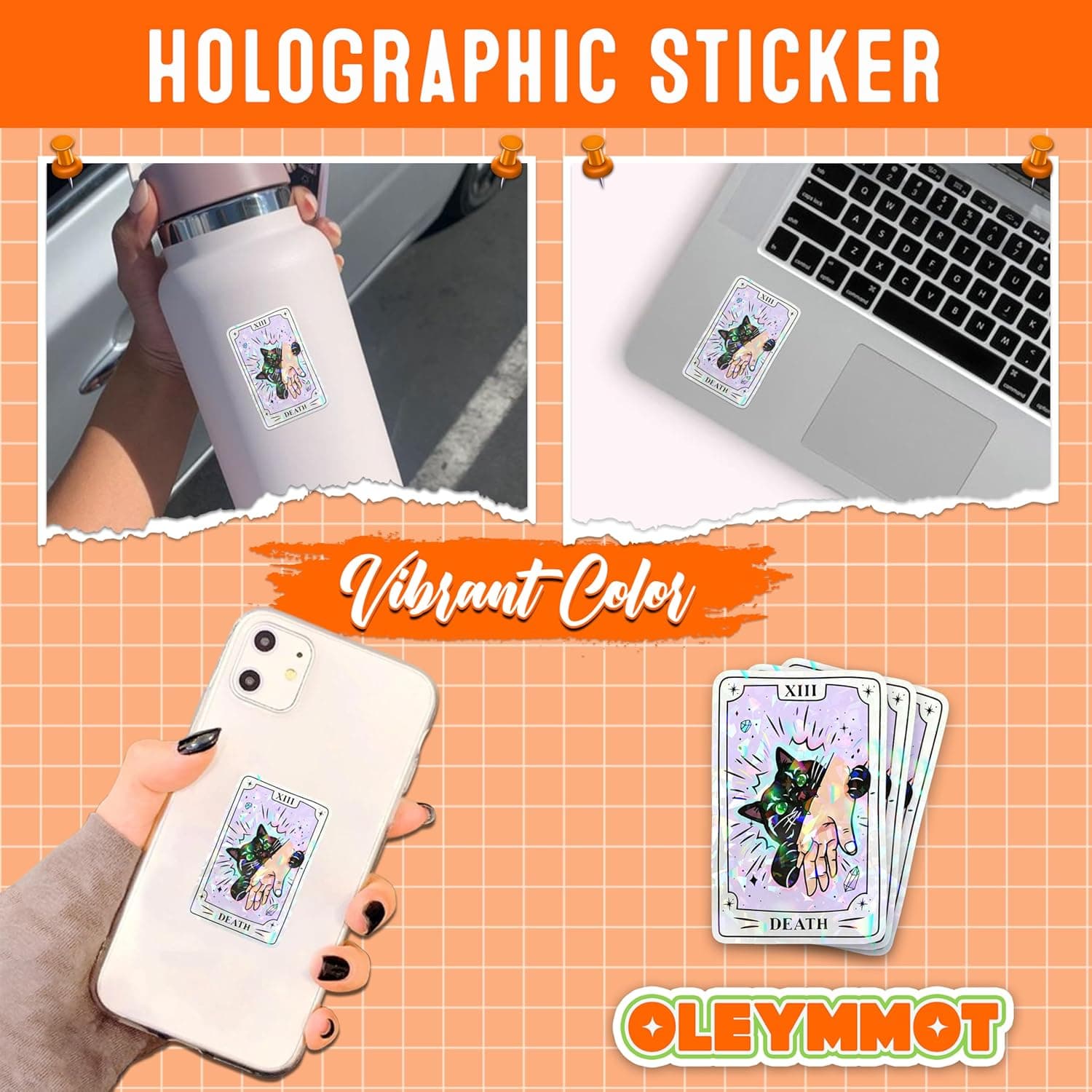 Amazon.com: Set 3Pcs Black Cat Tarot Card Holographic Sticker 3 Inches Funny Tarot Dark Humor Cat Lover Gothic Waterproof Die-Cut Vinyl Decals for Book Water Bottle Laptop Gifts Mom Dad Friend Coworker : Electronics - Image 5