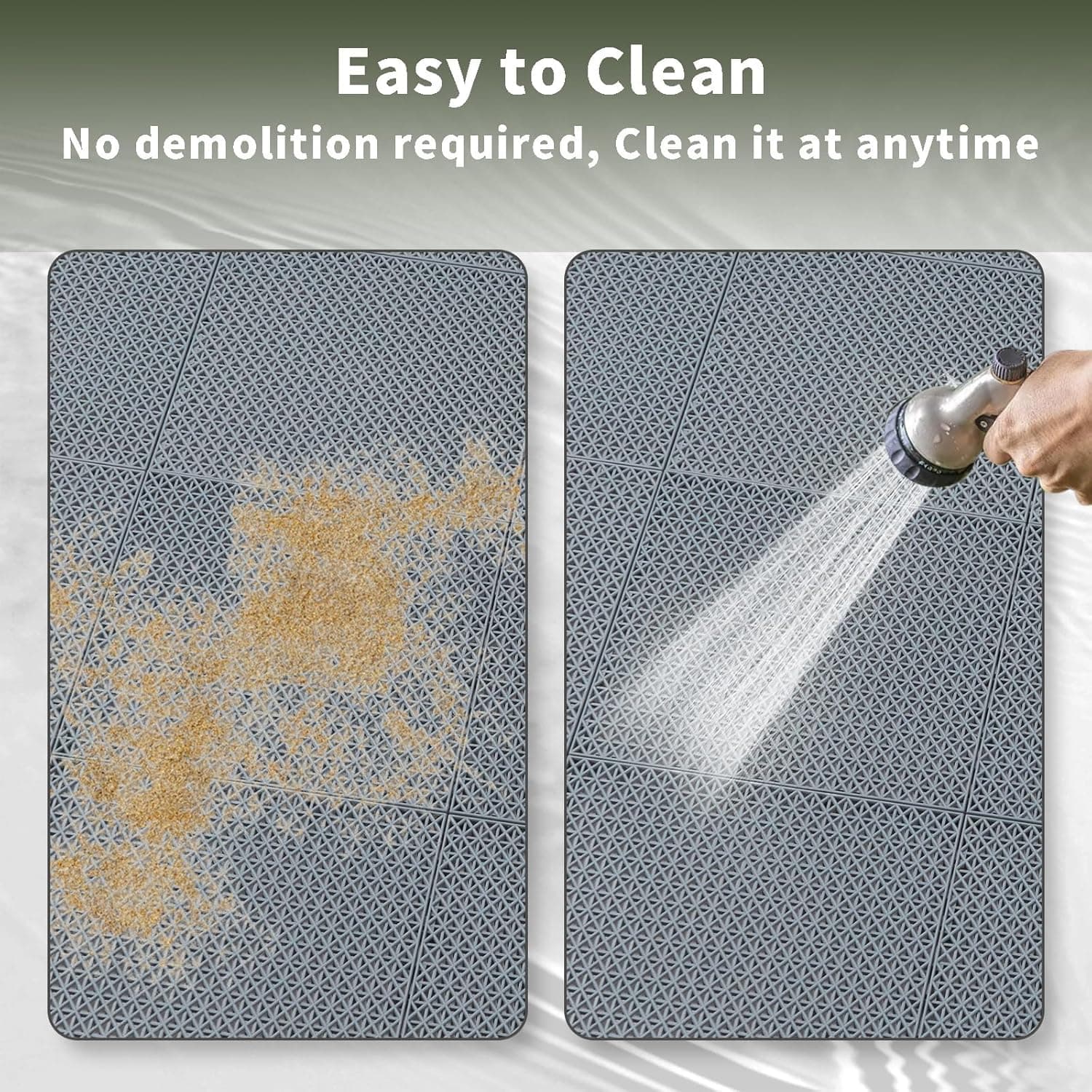 Fast-Drying Outdoor Decking for Garden, Kennel, Storage Shed, Basement, Garage, Patio, Bathroom, 10 PCS 12''x12''x0.59'' Heavy-Duty Interlocking Decking Tiles, Maximum Bearing Capacity up to 6613 LBs 12''x12''x0.59'' 10 pcs Grey - Image 5