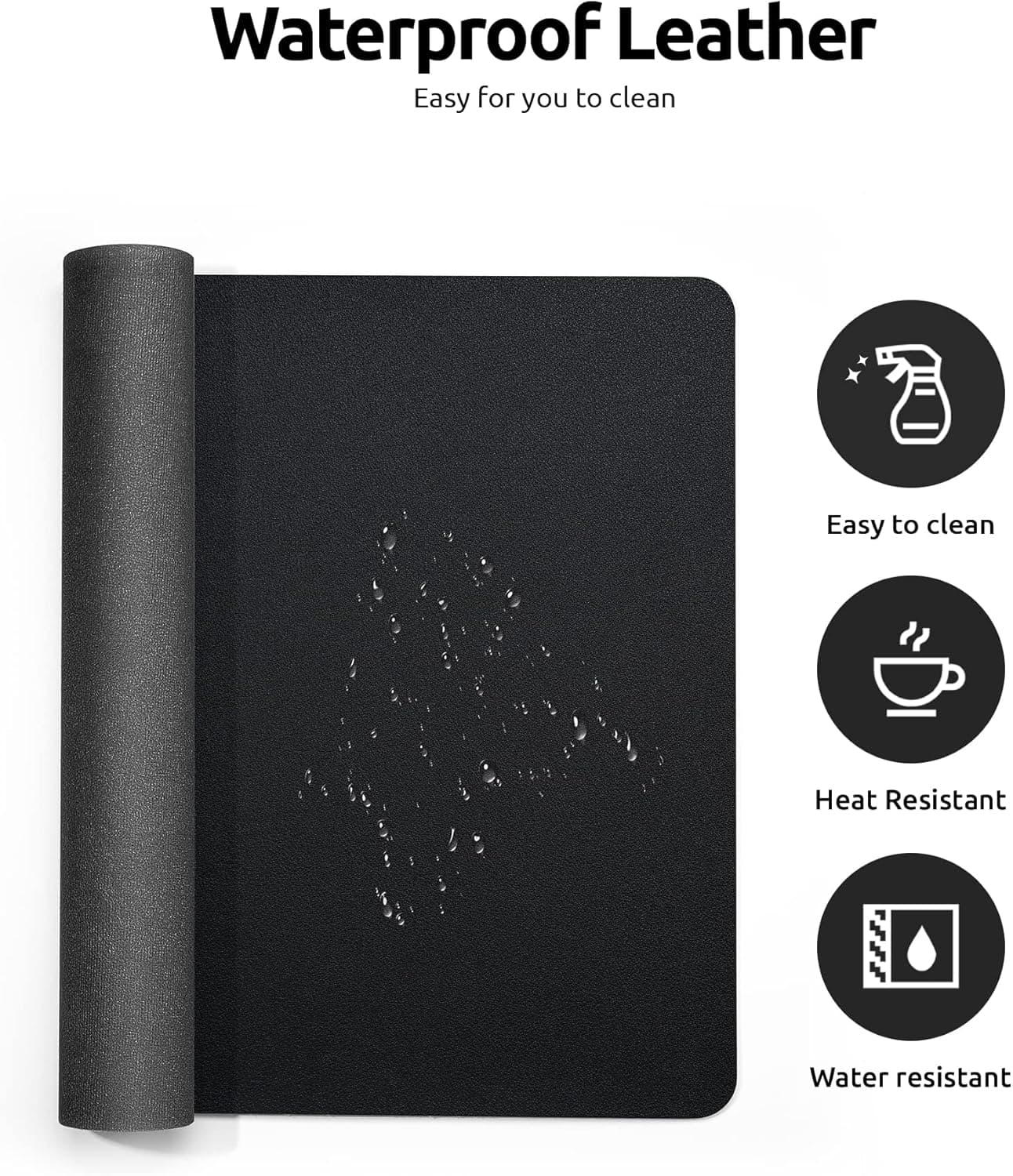 YSAGi Leather Office Desk Pad Protector, Large Mouse Pad, Non-Slip, PU Leather, Laptop Desk Blotter, Waterproof Writing Pad for Office and Home, Black, 23.6" x 13.8" Black 23.6" x 13.8" - Image 5