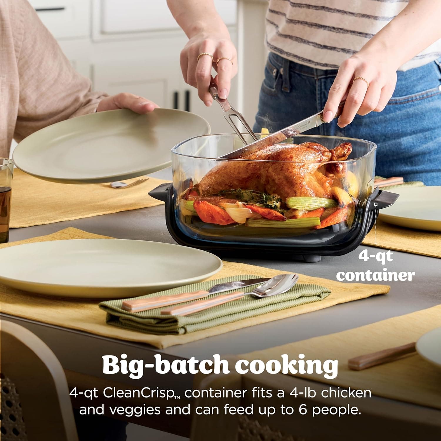 Ninja Crispi 4-in-1 Portable Glass Air Fryer Cooking System, 1500W, 4QT & 6-Cup TempWare Glass Containers with Storage Lids, Microwave, Freezer & Dishwasher Safe, Cyberspace Gray, FN101GY Navy - Image 7