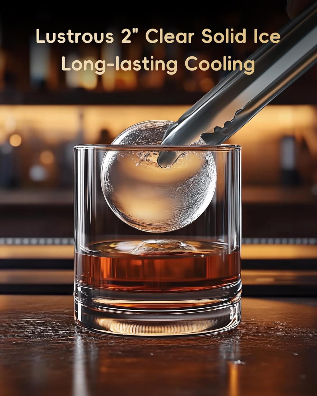 ecozy 2" Clear Ice Ball Maker with CrystalFlux Technology, 4 pcs in 40 Mins, 144 pcs/Day, Sphere Ice Maker with Enhanced Insulation, Automatic Water Supply, Self-Cleaning for Whiskey & Bourbon Matte Black - Image 2