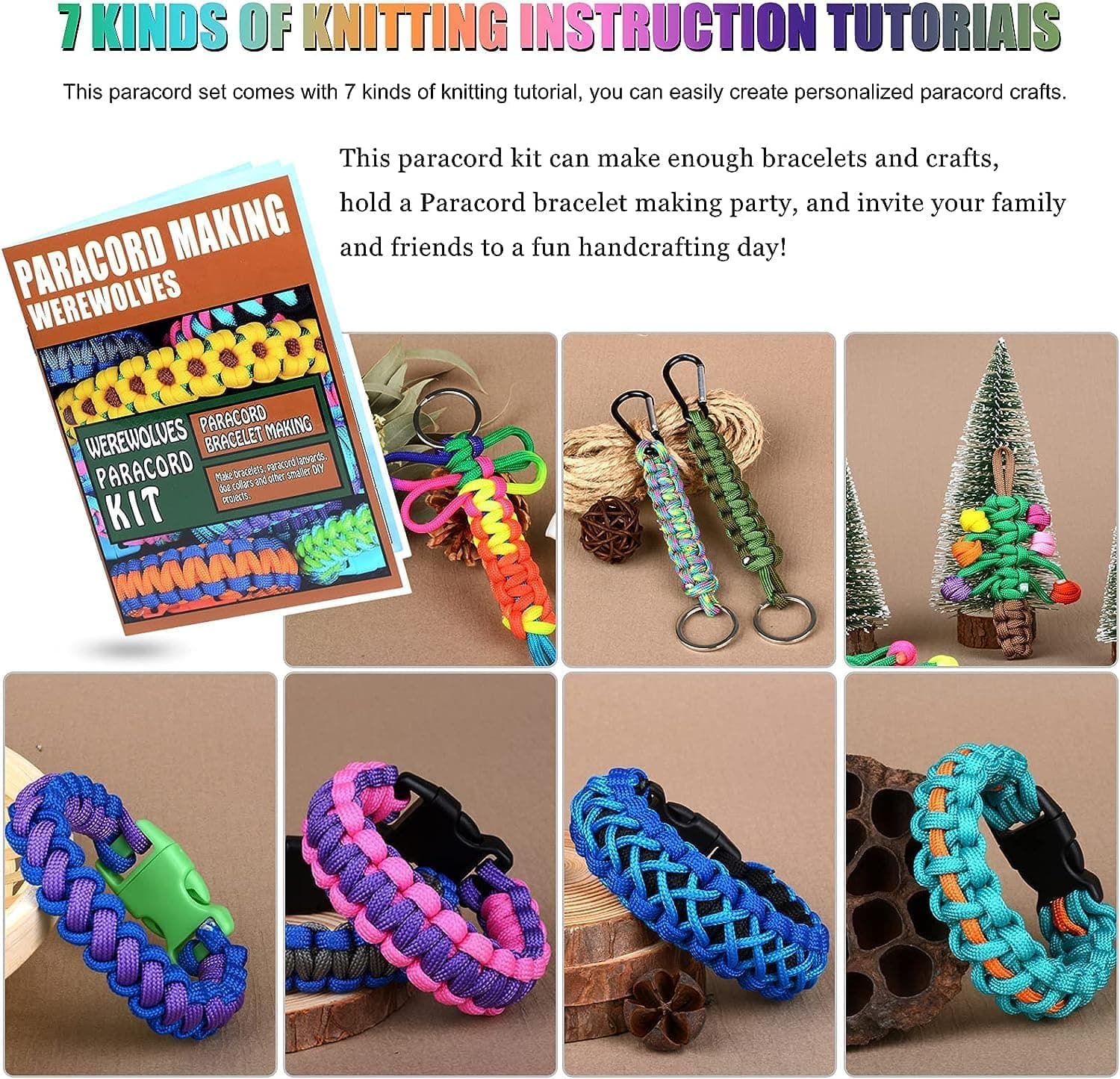 WEREWOLVES 80 Colors Paracord Cord, 550 Paracord Bracelet Crafting Combo Kits with Instruction - Multifunction Paracord Ropes, 10 Feet Each Parachute Cord for DIY Manual Braiding Supplies 80 Colors-Forest - Image 6