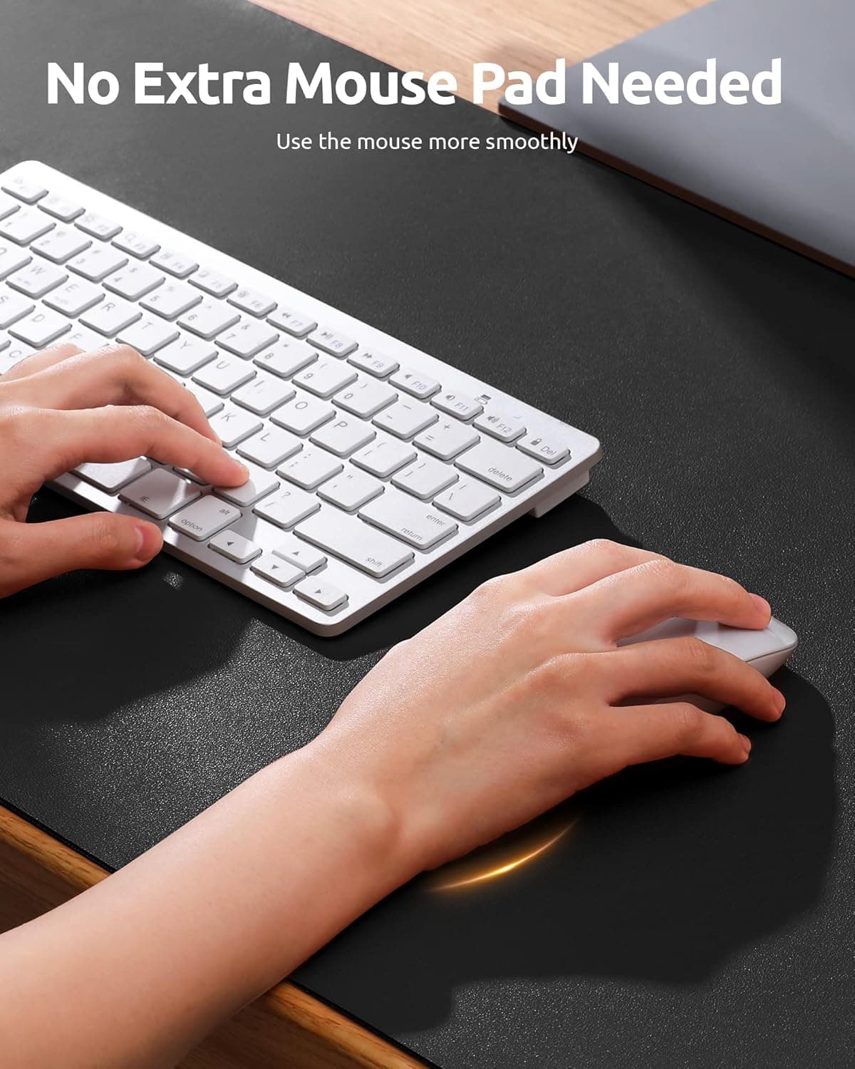 YSAGi Leather Office Desk Pad Protector, Large Mouse Pad, Non-Slip, PU Leather, Laptop Desk Blotter, Waterproof Writing Pad for Office and Home, Black, 23.6" x 13.8" Black 23.6" x 13.8" - Image 4