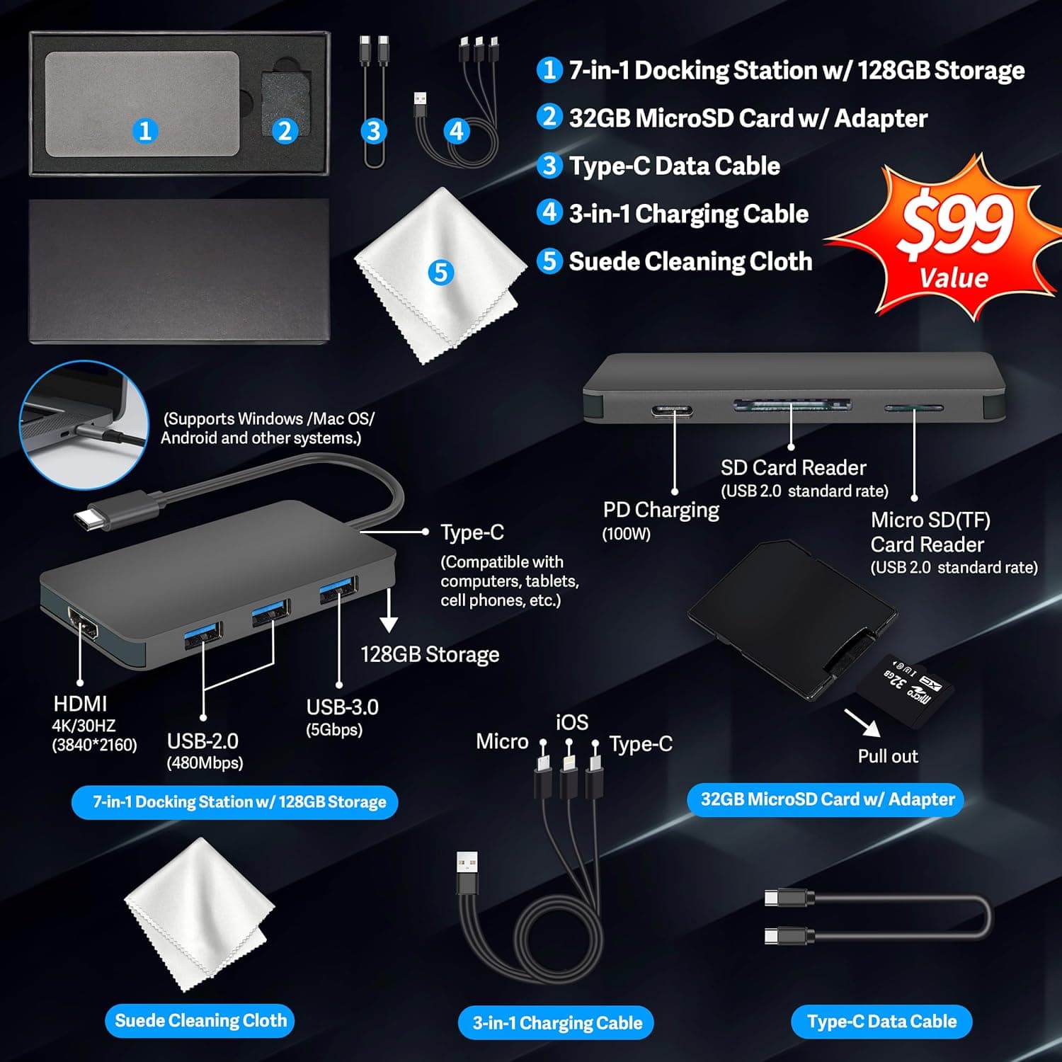 HP Stream 14" HD BrightView Laptop, Intel Celeron N150, 16GB RAM, 288GB Storage (128GB eMMC + 160GB Docking Station Set), Intel UHD Graphics, 720p Webcam, Wi-Fi, 1 Year Office 365, Win 11 S, Silver 16GB | 288GB Storage Silver - Image 3