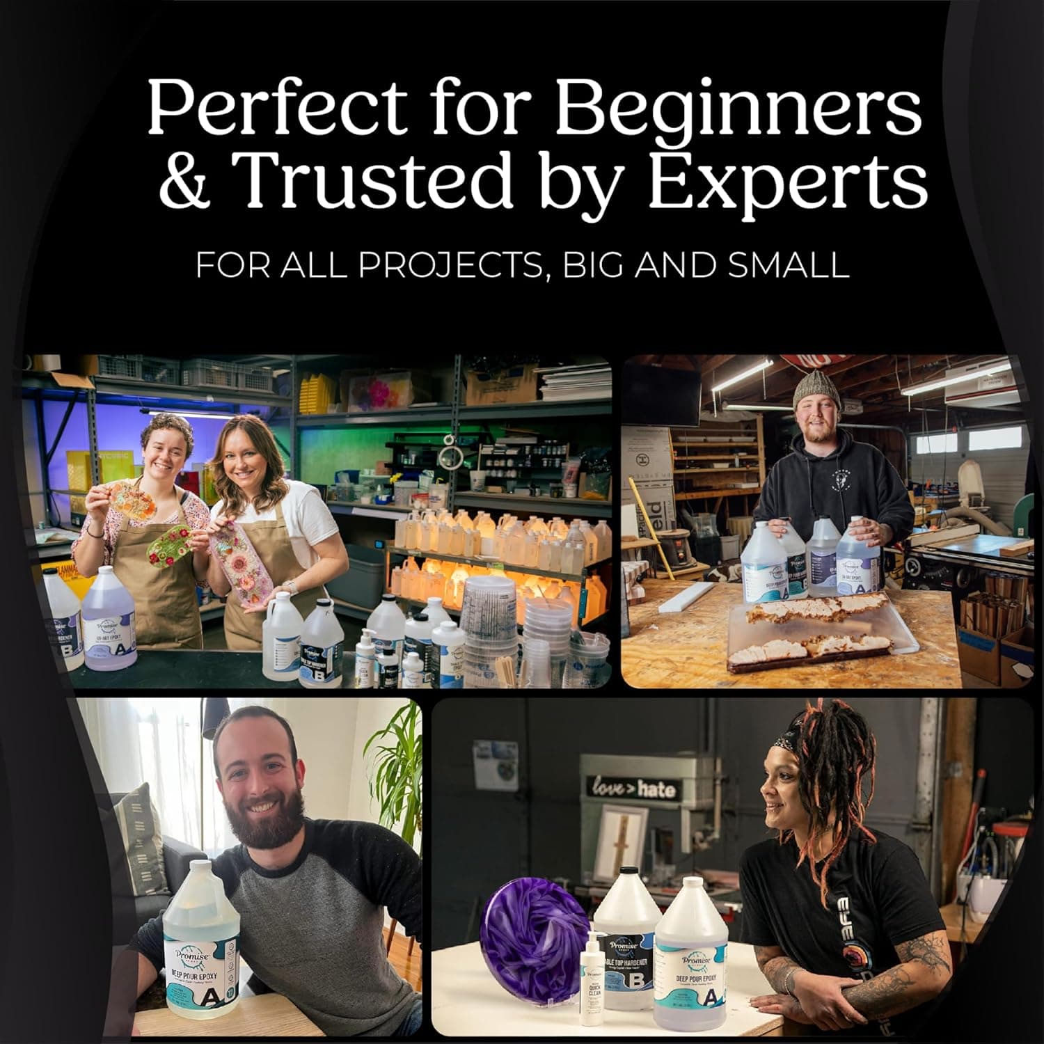 Promise Epoxy Epoxy Resin Kit 1 Gal-Crystal Clear, UV Resistant, Self Leveling, Food Safe for Table Top, Arts & Crafts, Wood Casting, Jewelry Making, Use with Mica Powder, Silicone Molds, Alcohol Ink - Image 8