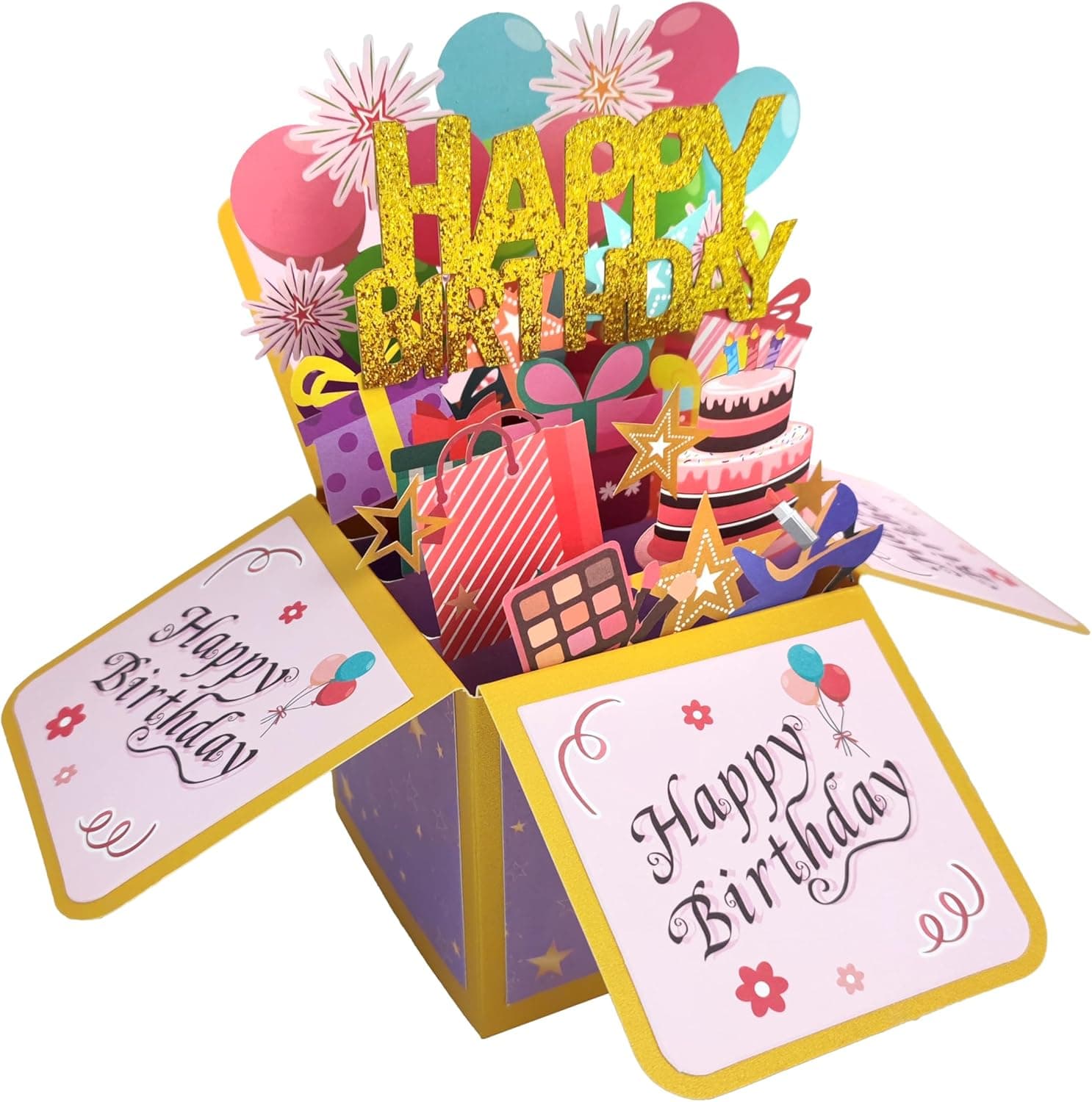 Funny Happy Birthday Pop Up Card, Sweet 3D Birthday Gift Box for Adults and Kids with Envelopes, Unique Handmade Foldable Celebration Cards for Daughter, Son, Mom, Dad, Friend Happy Birthday Card - Image 2