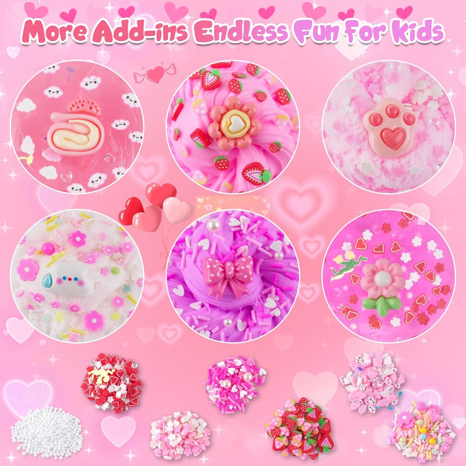 6 Pack Slimes, Pink Slime Kids, Cloud Slime kit for Girls Ages 8-12, Toys for Girls and Boys, for Kids Slime Set Party kit Goodie Bag Stuffers, 4 5 6 7 8 9 10 Year Old Girl Birthday Gift Cute Stuff Picnic - Image 3