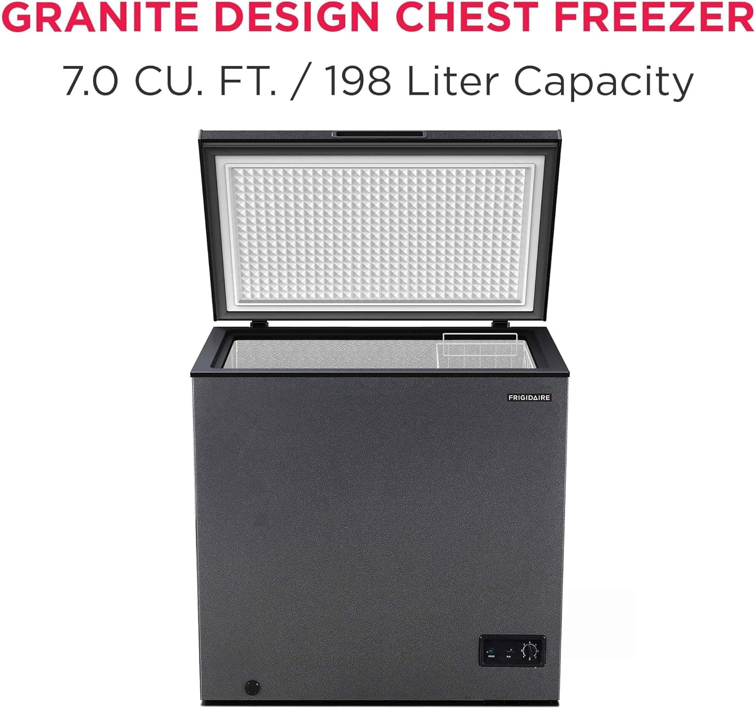 Frigidaire Chest Deep Freezer, 7 Cu. Ft. Capacity, Granita Rugged Design-Adjustable Thermostat-Removable Vinyl Coated Wire Basket-Easy Defrost Drain 7 cu ft - Image 3