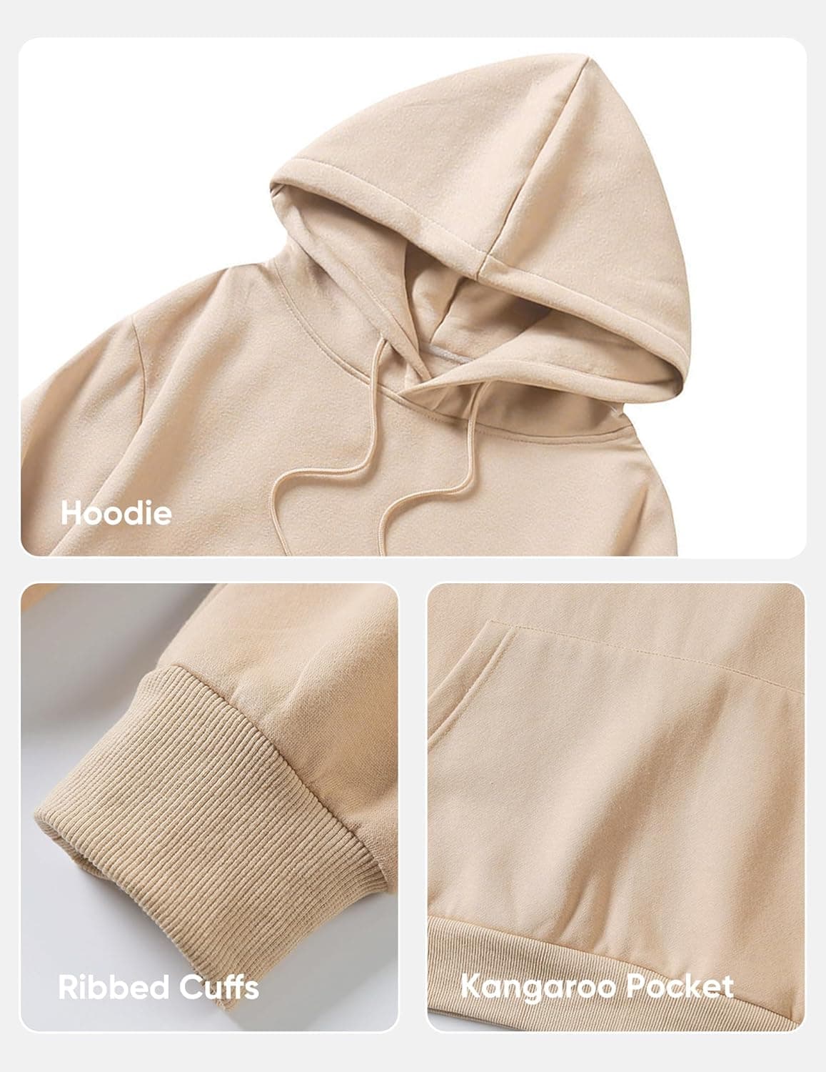 JMIERR Mens Casual Cotton Hooded Collar Drawstring Hoodies Pullover Sweatshirts Casual Long Sleeve Shirts Large Khaki - Image 8