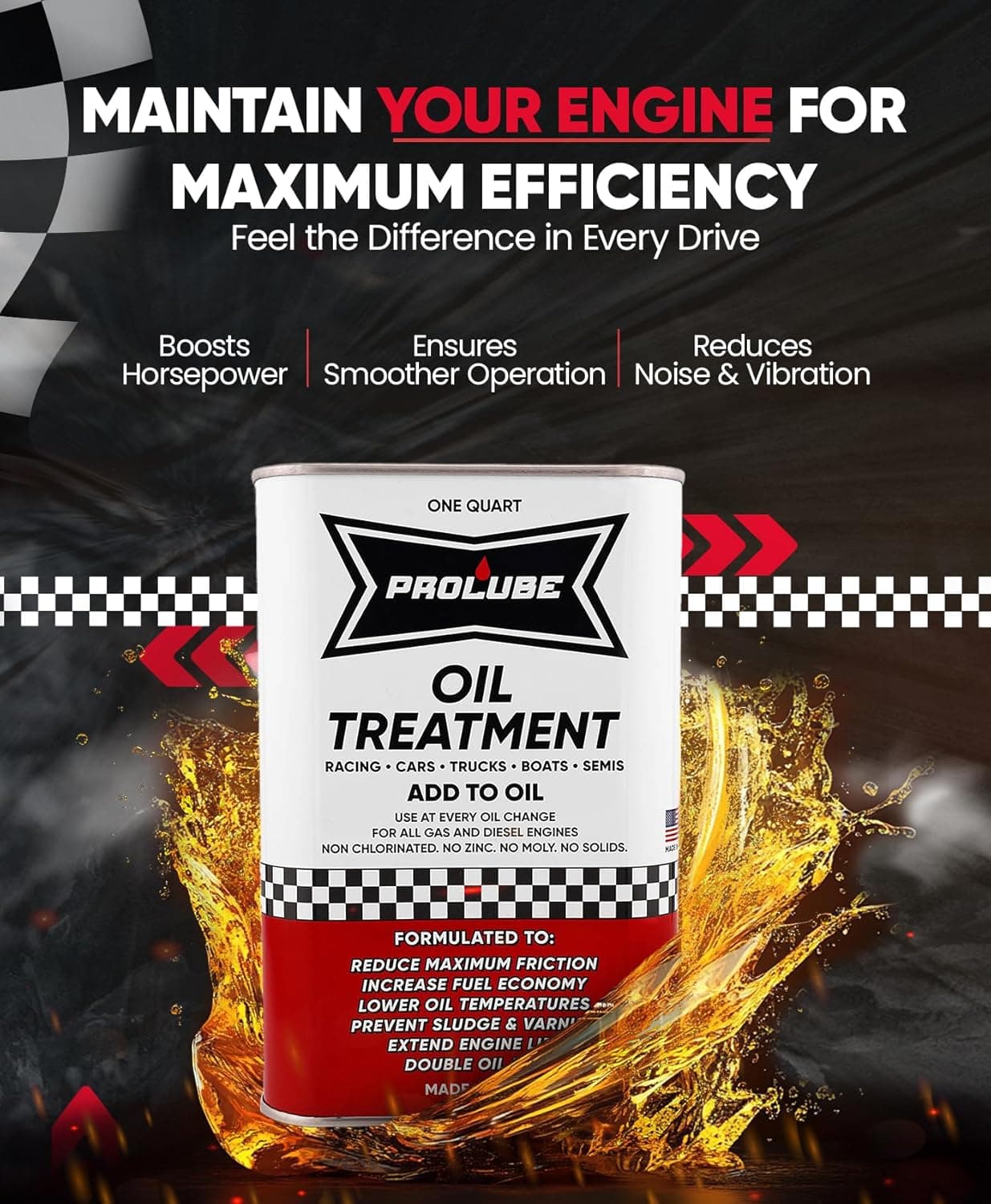 Prolube Tratamiento de Aceite - Aditivo para Aceite de Motor para Motores de Gas y Diésel - Reduce el Desgaste, Ruido, Vibración - Mejora la Economía de Combustible y Caballos de Fuerza - Funciona en Transmisiones y Diferenciales (1QT) - Image 2