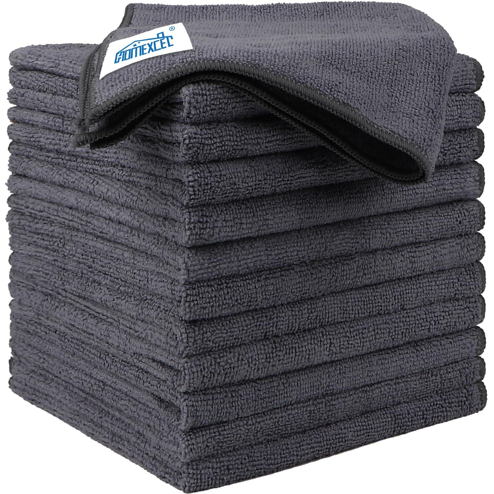 HOMEXCEL Microfiber Cleaning Cloth 12 Pack, 12.5 x 12.5 inch Microfiber Towels for Cars, Ultra Absorbent Washing Cloth, Lint Free Streak Free Cleaning Rags for Car, Kitchen, and Window (Grey) Grey 12.5 x 12.5 Inch 12