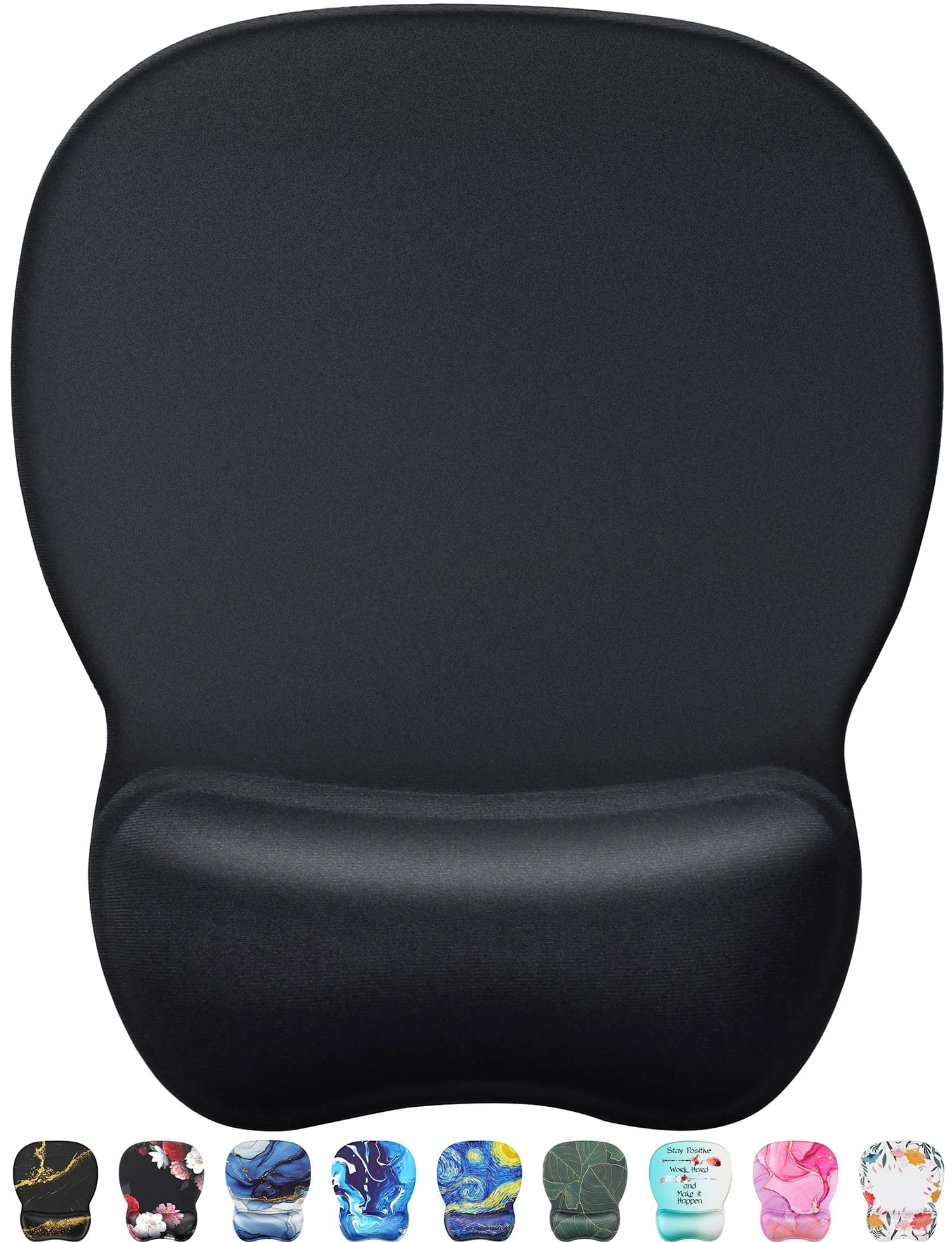 MROCO Ergonomic Mouse Pad with Gel Wrist Rest, Smooth Wrist Support Surface, Non-Slip PU Base for Pain Relief, Comfortable Mousepad for Computer, Laptop, Office & Home, 9.4 x 8.1 in, Black
