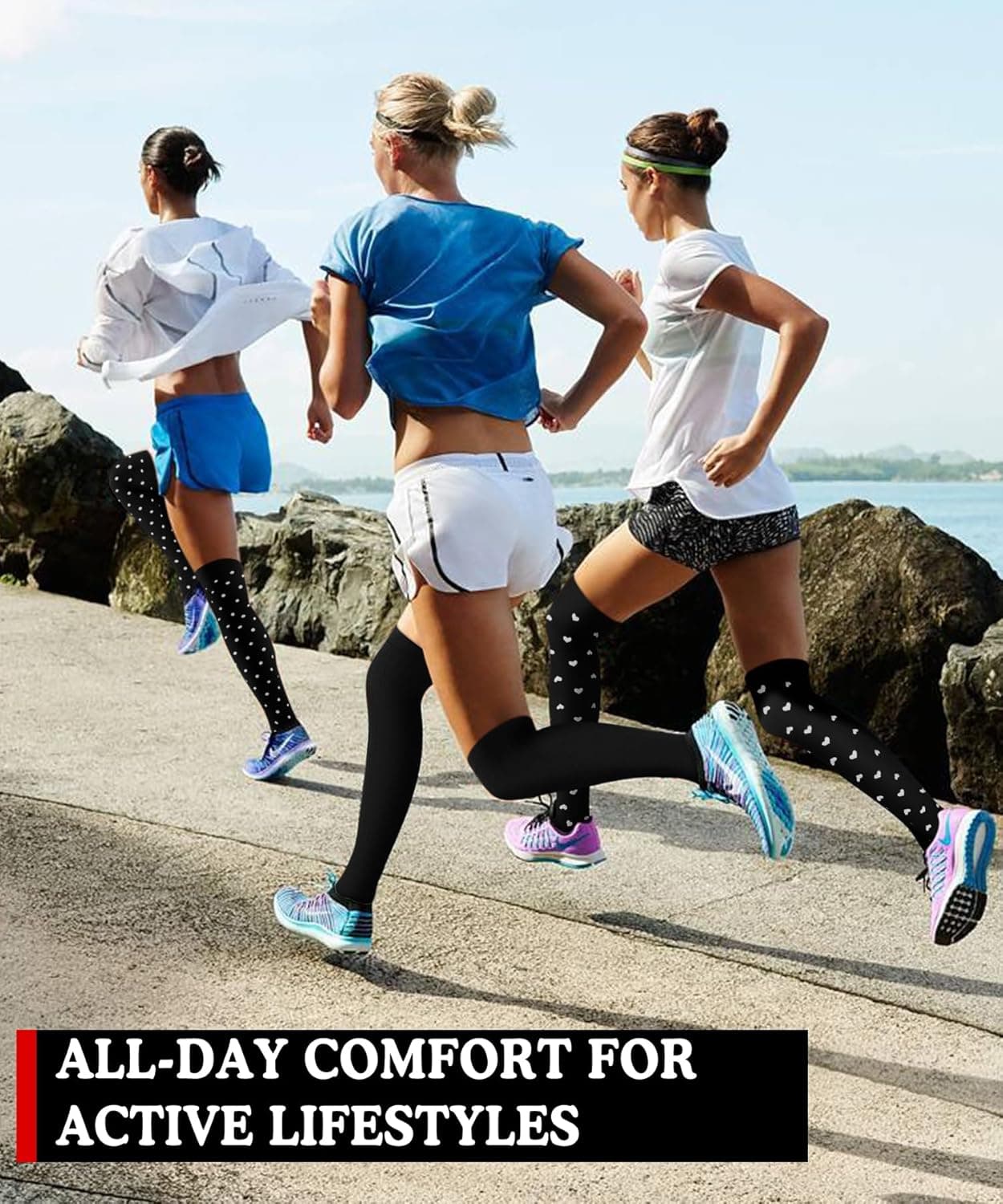 Aoliks Compression Socks for Women & Men 4 Pairs, Best Support for Nurses Running Travel B-black-high Large-X-Large - Image 2