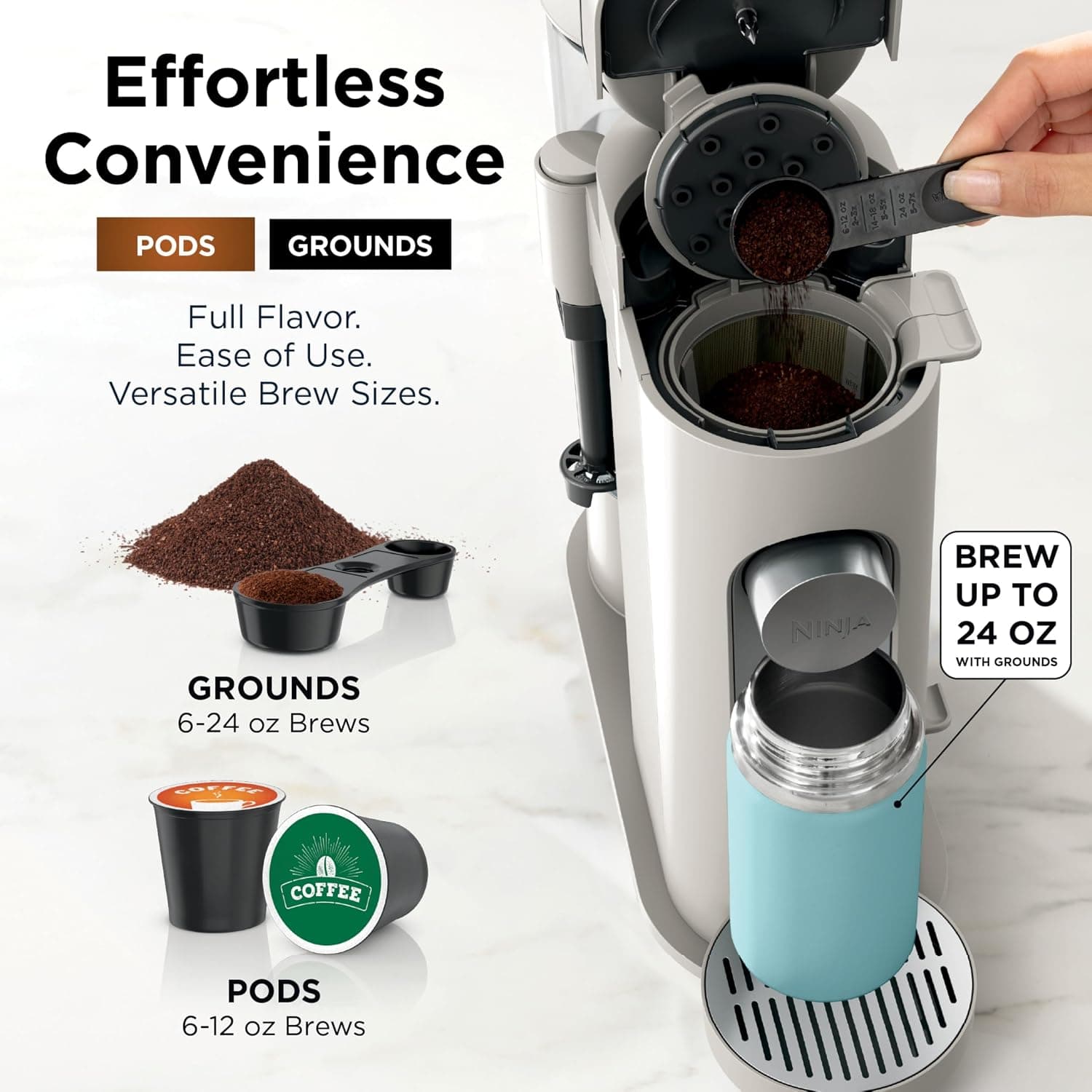 Ninja Pod and Grounds Coffee Maker, K-Cup Compatible, Stone, PB051ST - Image 5