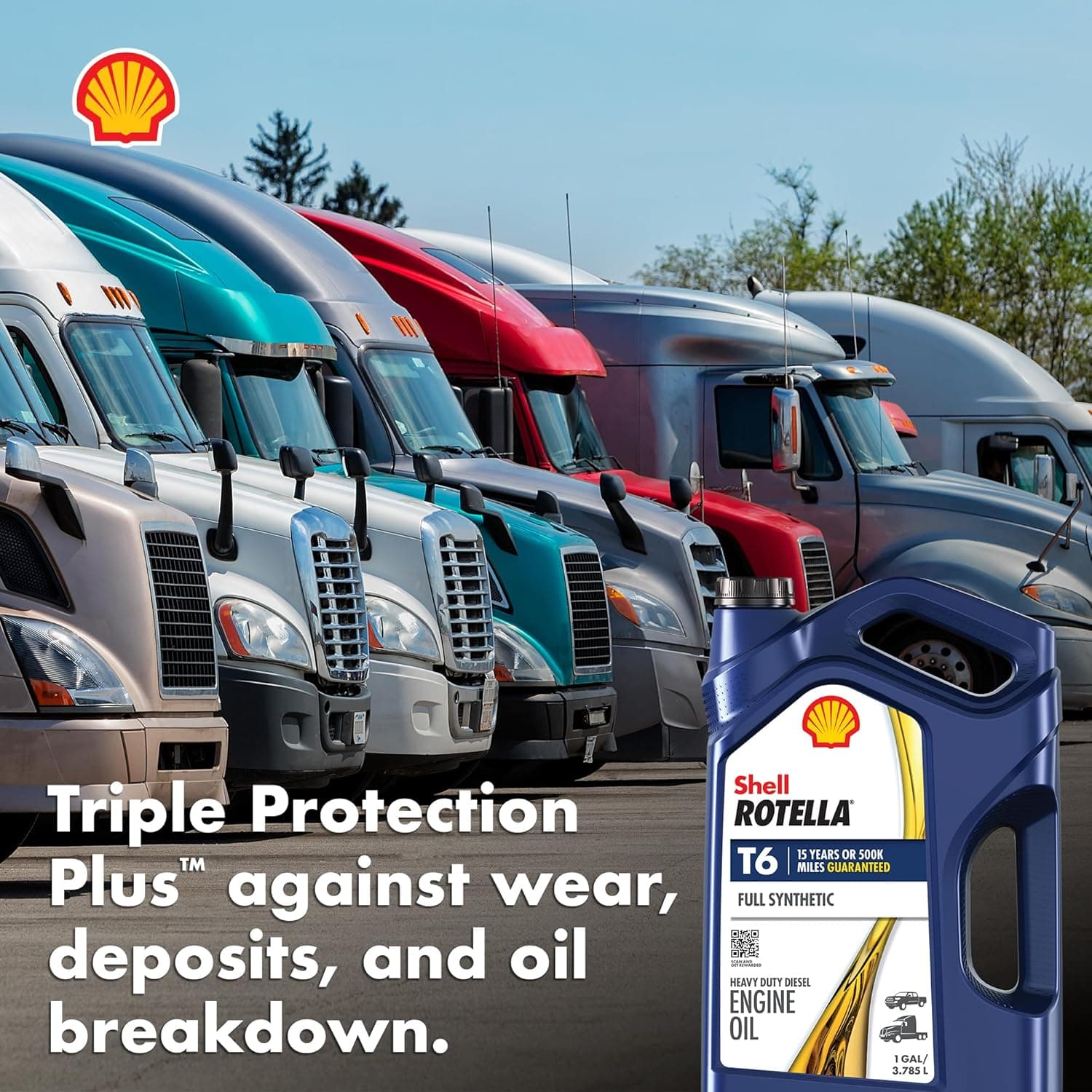 Shell Rotella T6 Full Synthetic 5W-40 Diesel Engine Oil, 1 Gallon (3 Pack) 1 Gallon 3-Pack 5W-40 - Image 7