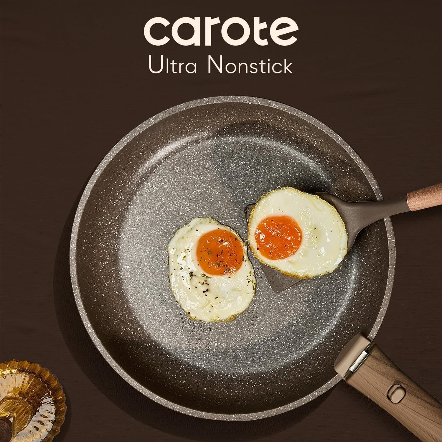 CAROTE 17PCS Pots and Pans Set Non Stick with Detachable Handle, Nonstick Cookware Sets, Cooking Kitchen Set, Oven/Dishwasher Safe, Induction Cookware, Brown, RV Kitchen Pot and Pan - Image 4