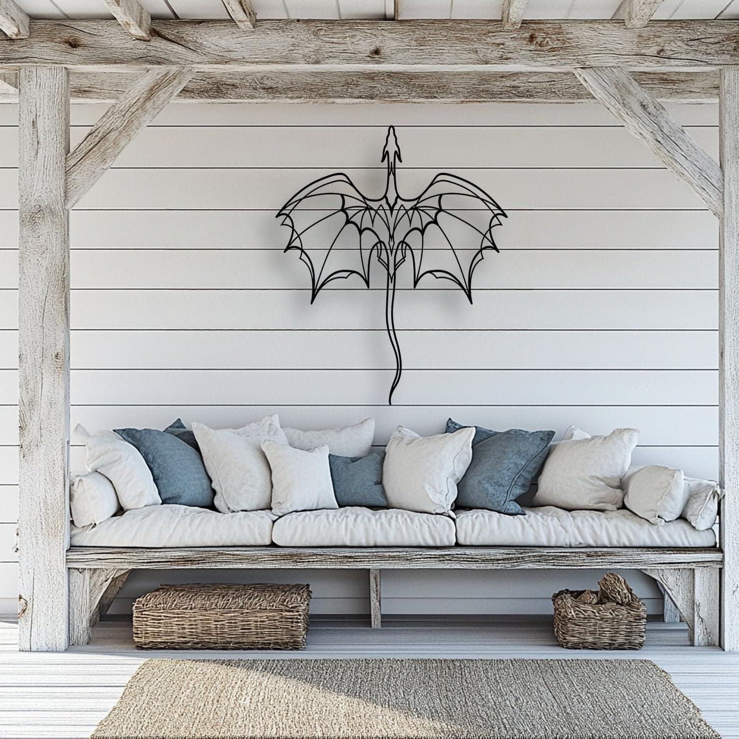 LIYOUYA Fantasy Dragon Metal Wall Decor - Black Simple Lines Dragon Wall Art Home Decor for Living Room, Bathroom, Bedroom, Dining Room, Porch, Farmhouse (Black) - Image 9