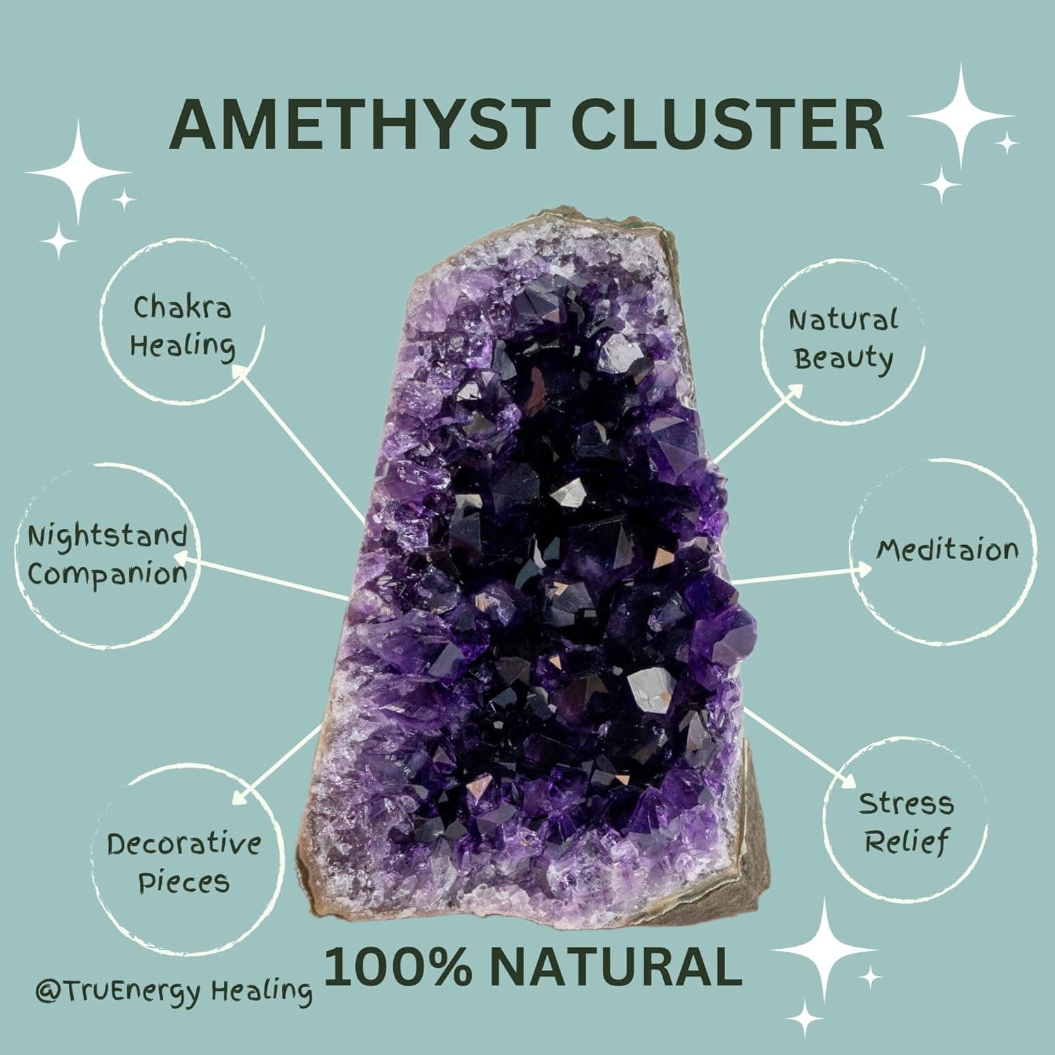 TRUENERGY Natural Amethyst Crystal Cluster – 0.5 To 12 Pounds Dark Purple Grade AAA Raw Quartz Amethysts Stone – Great For Home Decoration, Positive Energy, & Healing Crystals Amatista piedra .5 - 1 lbs - Image 8