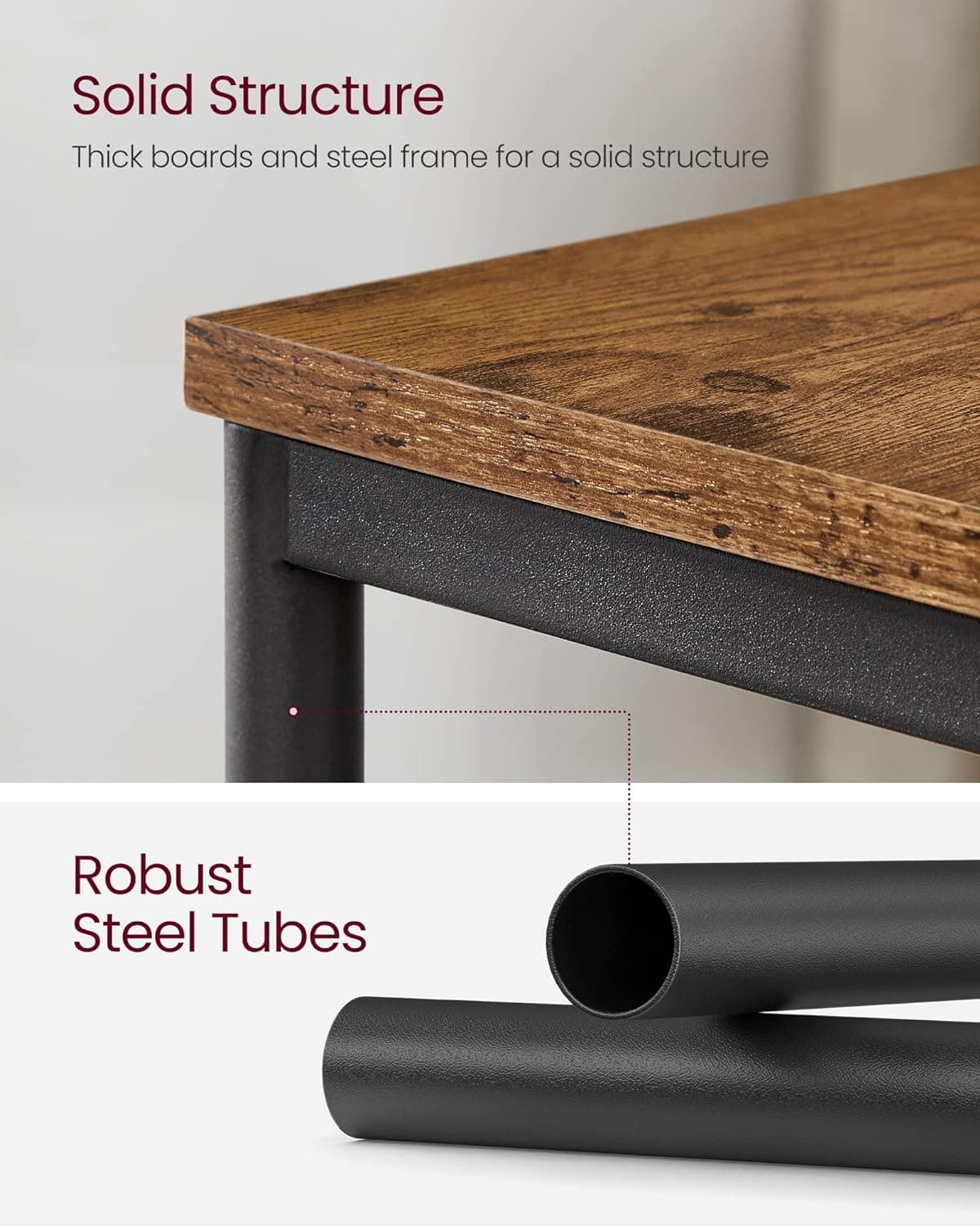 VASAGLE Side Table, Small End Table, Tall Nightstand for Living Room, Bedroom, Office, Bathroom, Rustic Brown and Classic Black ULET273B01 Rustic Brown + Classic Black - Image 6