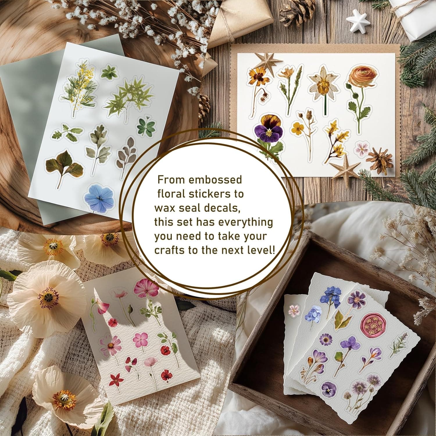 450 Pcs Flower Stickers for Scrapbook Supplies, Dried Pressed Flowers Scrapbook, Natural Flower Stickers for Scrapbooking, Planner, Junk Journal, Bullet Journal - Image 6