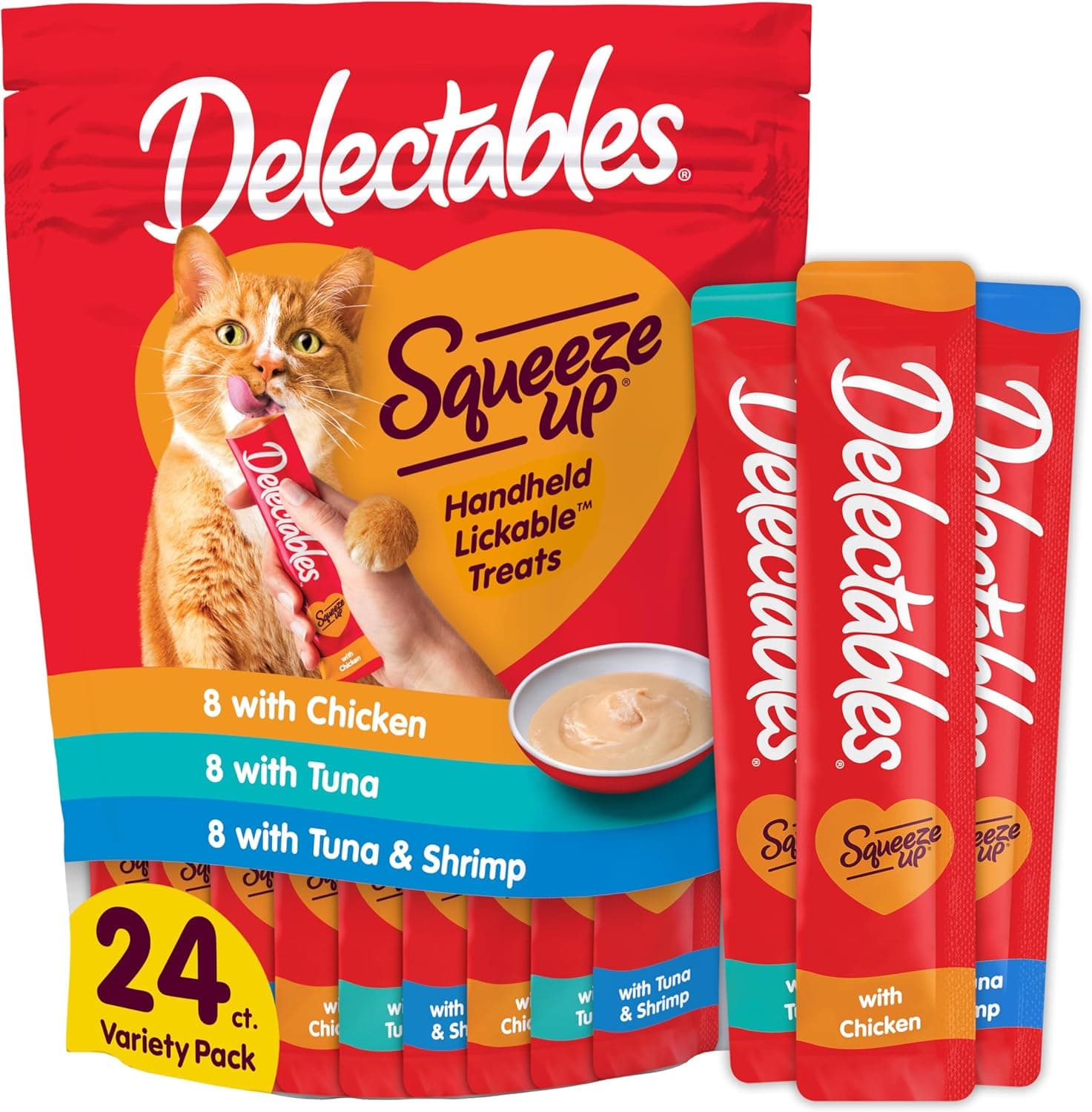 Delectables Squeeze Up Variety Pack, Creamy Squeezable Puree, Lickable Wet Cat Treats, Grain Free, No Added Fillers, No By-Products, No Added Preservatives, 0.5 Ounces Tube, 24 Tubes Total 0.5 Ounce (Pack of 24) - Image 2