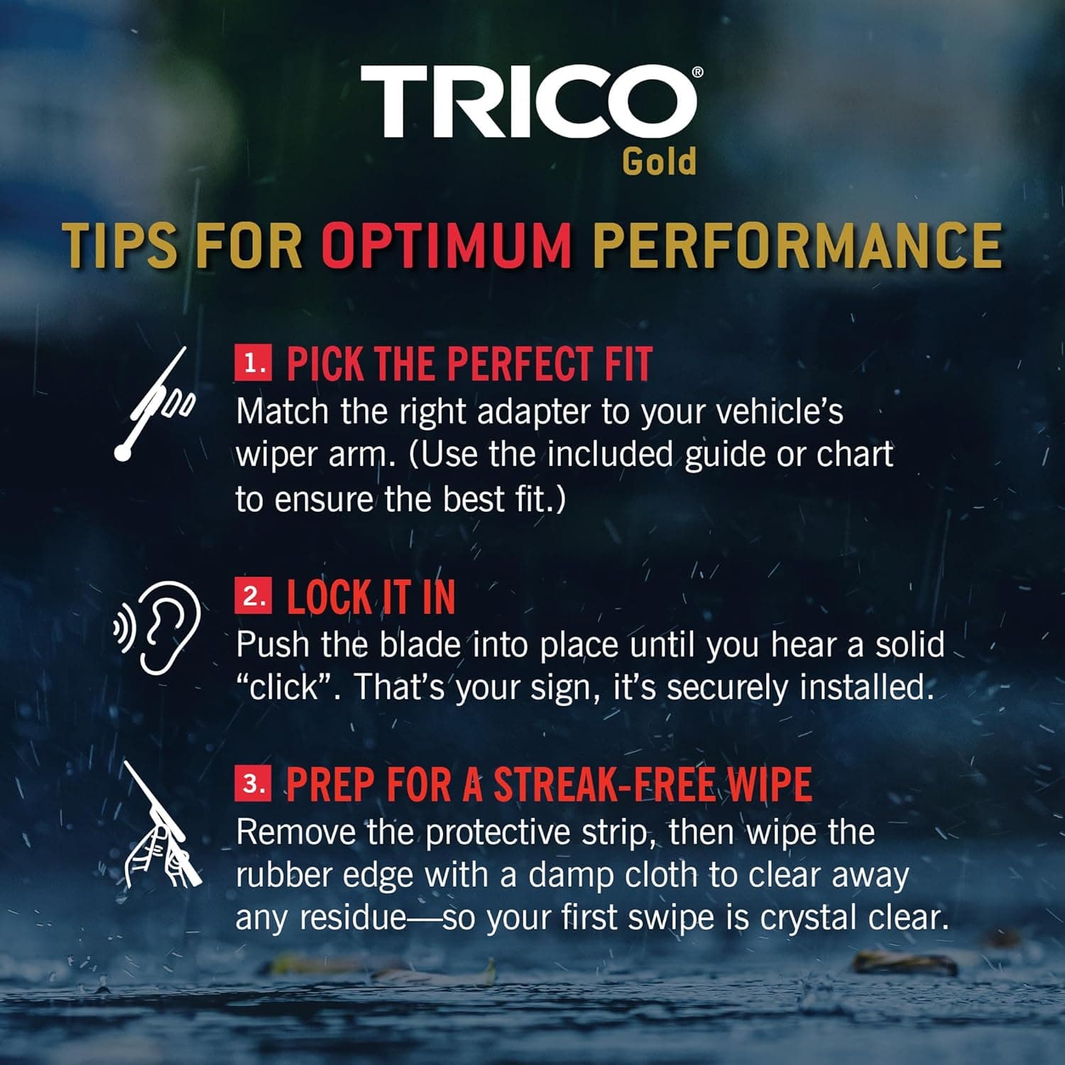 TRICO Gold 22" + 22" Premium Automotive Replacement Windshield Wiper Blades (Set of 2), Passenger and Driver Side All-Weather Beam Wiper Blades for Select Vehicle Models 22" + 22" Pair Pack Premium - Image 6