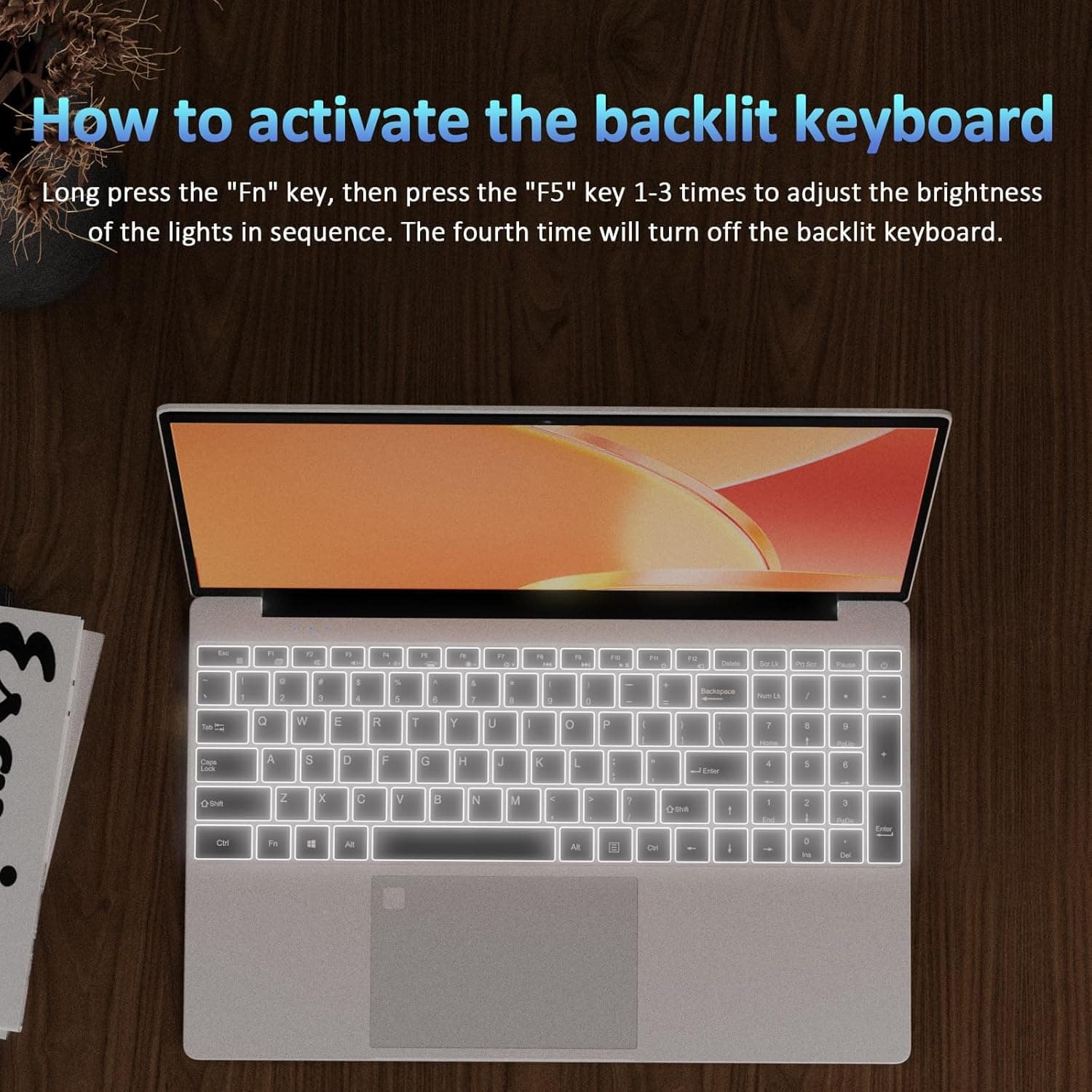 15.6" Laptop Computer Notebook, 4-Core N95 Processor, FHD Display, Backlit Keyboard, Fingerprint, Webcam, Bluetooth, WiFi, Win 11 Pro, 10TB Upgradeable, T152A, 16GB RAM, 1TB NVMe SSD, Silver - Image 6