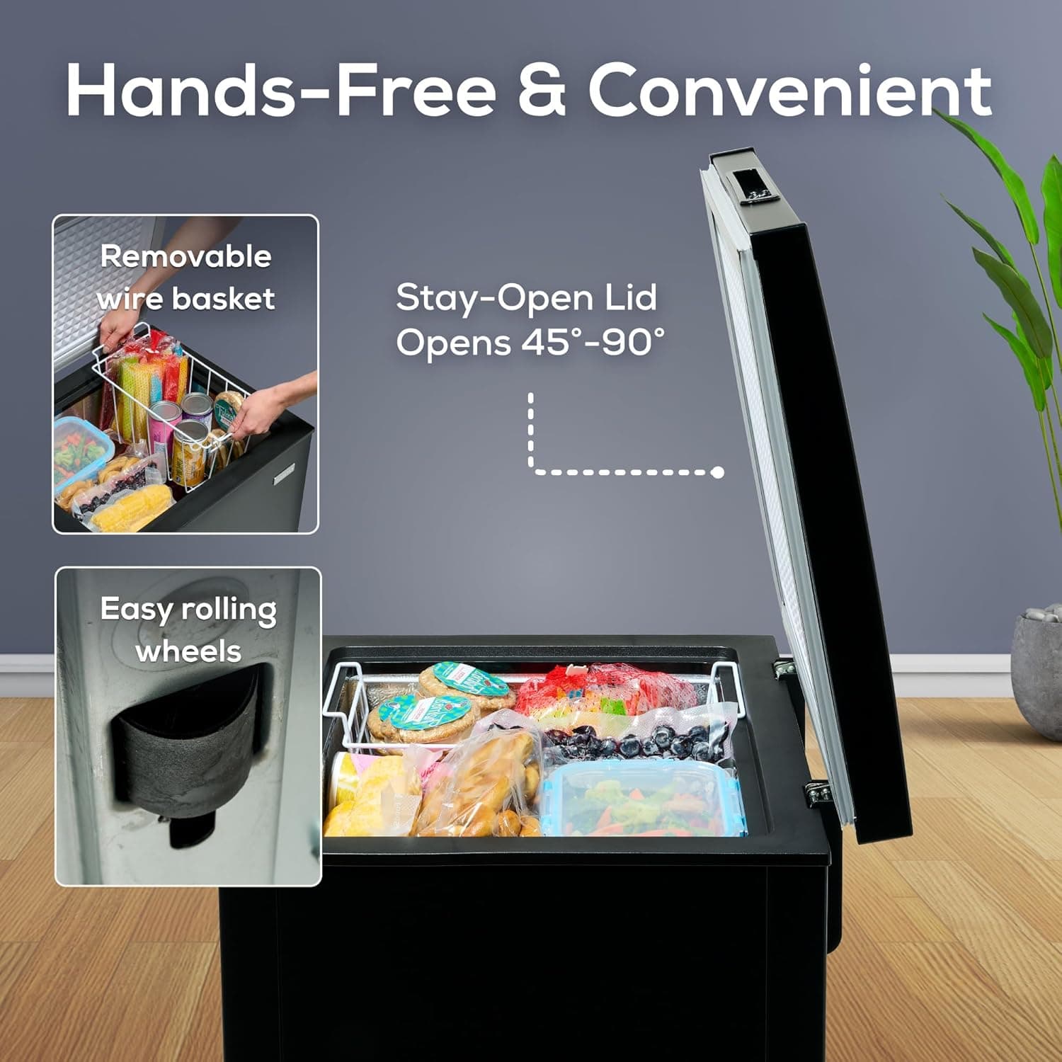 Igloo 3.5 Cu. Ft. Chest Freezer with Removable Basket and Front Defrost Water Drain, Small Deep Freezer Perfect for Homes, Garages, and RVs, Black Black 3.5 Cu. Ft. - Image 3