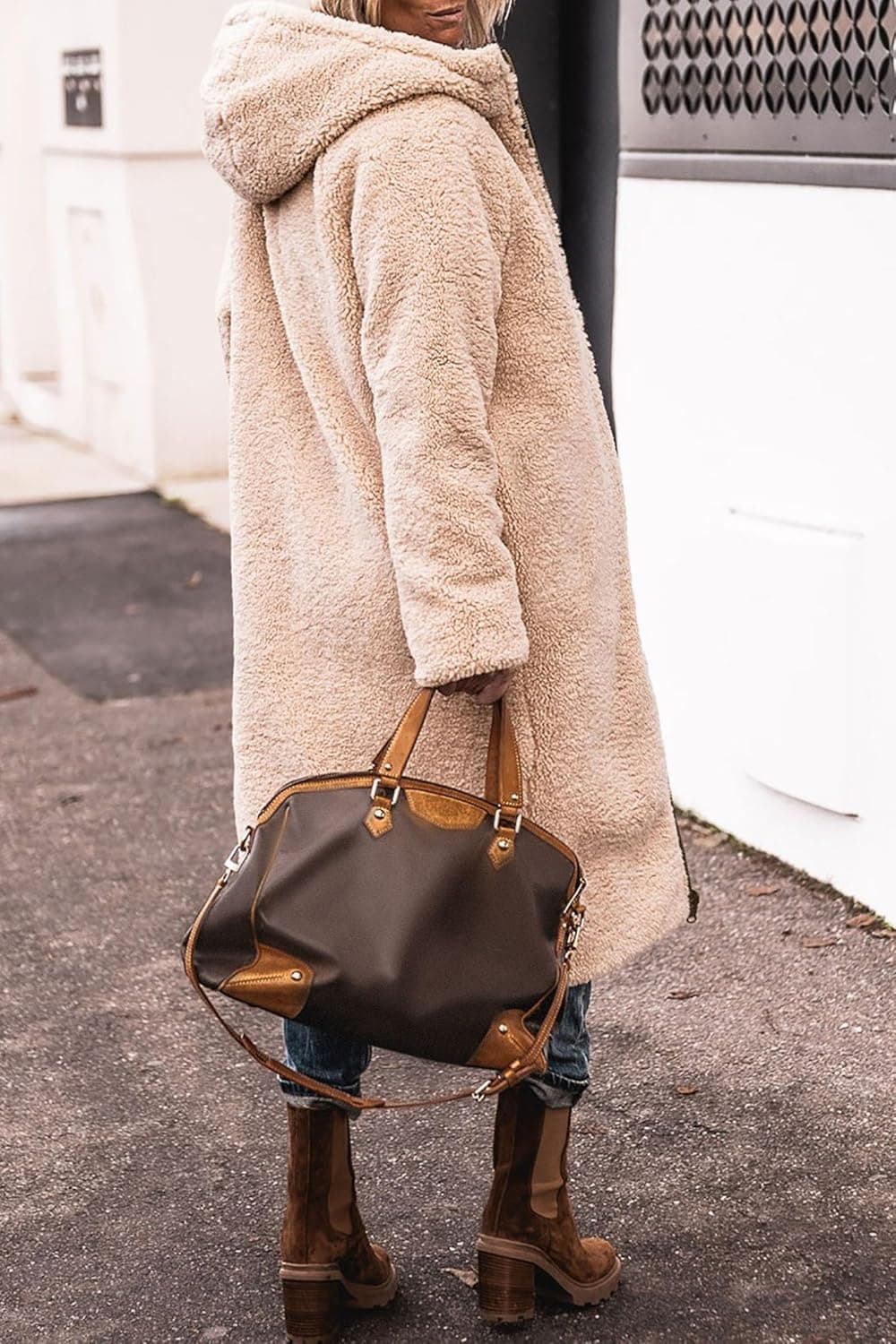 PRETTYGARDEN Women's 2025 Winter Fashion Clothes Oversized Shearling Fleece Long Coats Jackets Medium Light Army Green - Image 6