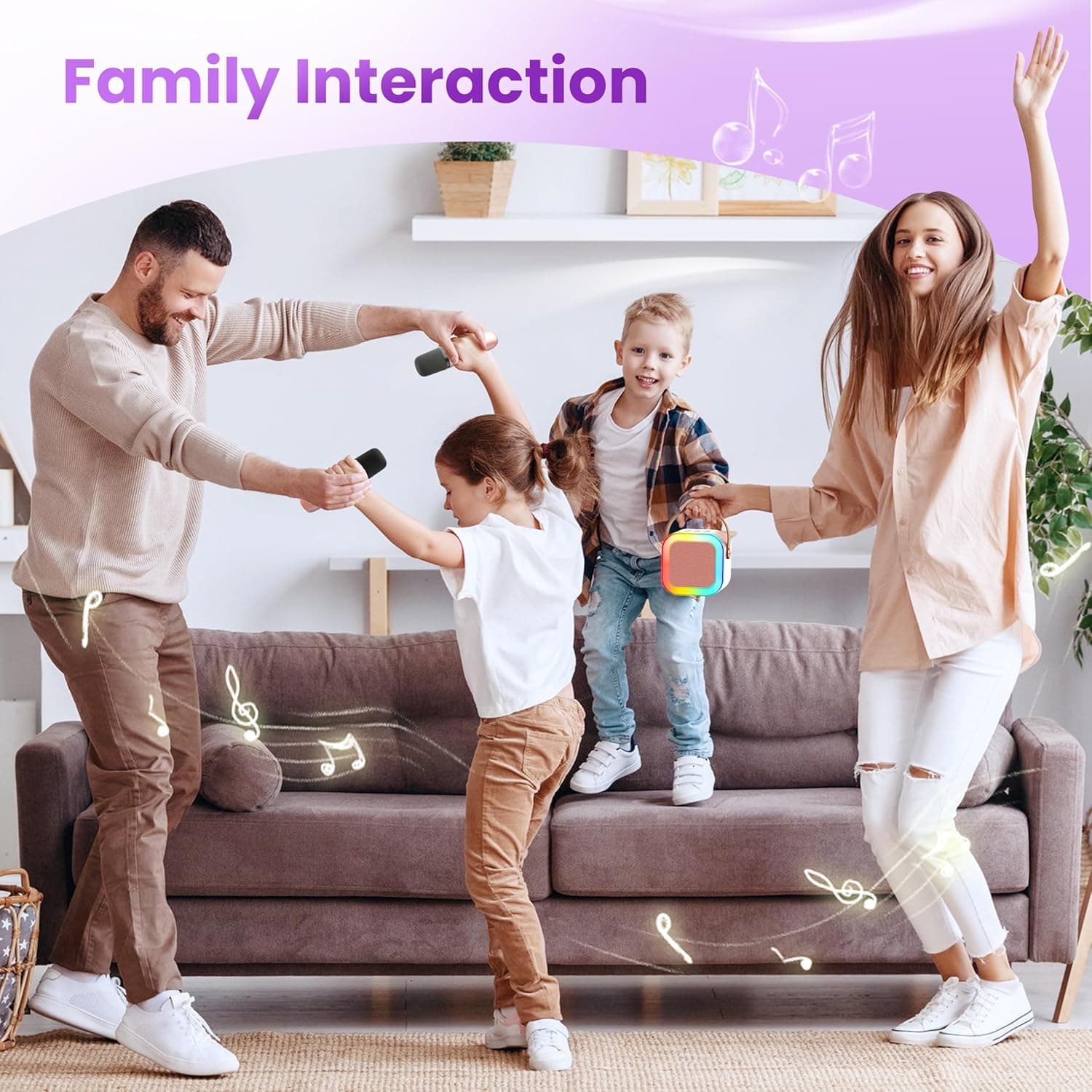 Mini Máquina de Karaoke para Niños y Adultos, 2026 MEJORES Regalos de Cumpleaños para Niñas de 3, 4, 5, 6, 7, 8+ Años, Juguetes para Niños, Altavoz Bluetooth Portátil con 2 Micrófonos de Karaoke Inalámbricos Regalos de San Valentín (Rosa) Oro Rosa 2 Micrófonos - Image 9