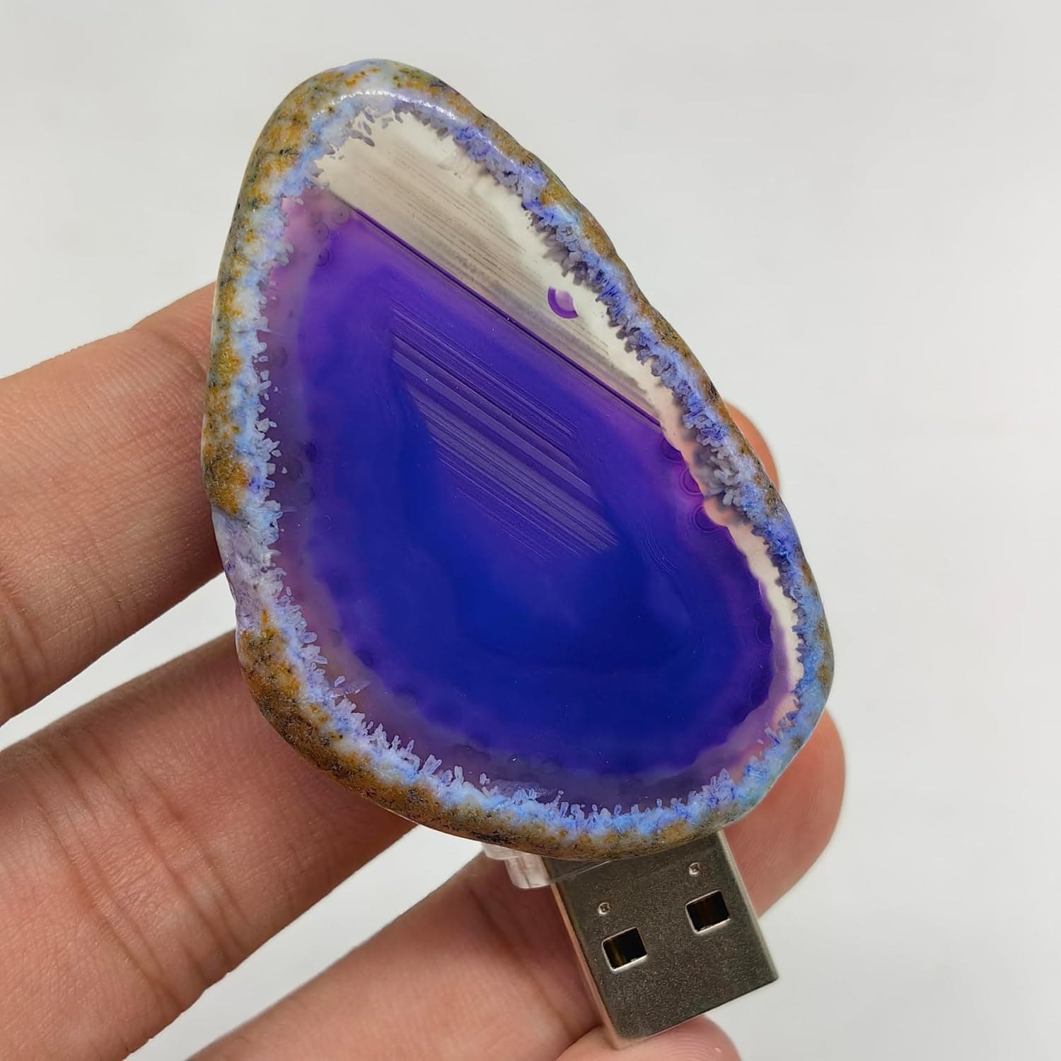 Agate Crystal USB Night Light - Unique Home Decor Hallway Lamp with Crystal Design - Perfect Nightlight for Toilet, Kitchen, and Bedroom (purple agate) - Image 6