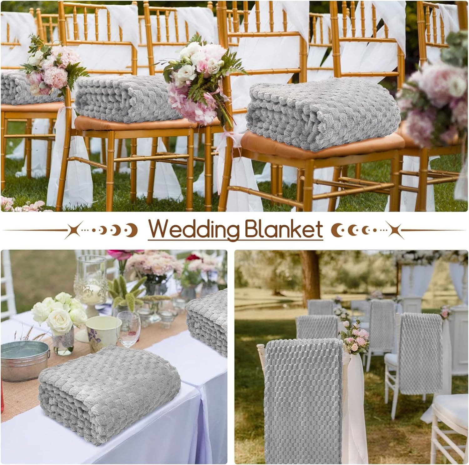 6 Pcs Flannel Throw Blanket Bulk 50 x 60 Inch - 240 GSM Turtle Velvet Jacquard Decorative Blankets Soft Lightweight Bed Throw for Sofa Pet Bed Party Outdoor Wedding Ideas Donation Homeless Gifts, Gray - Image 6