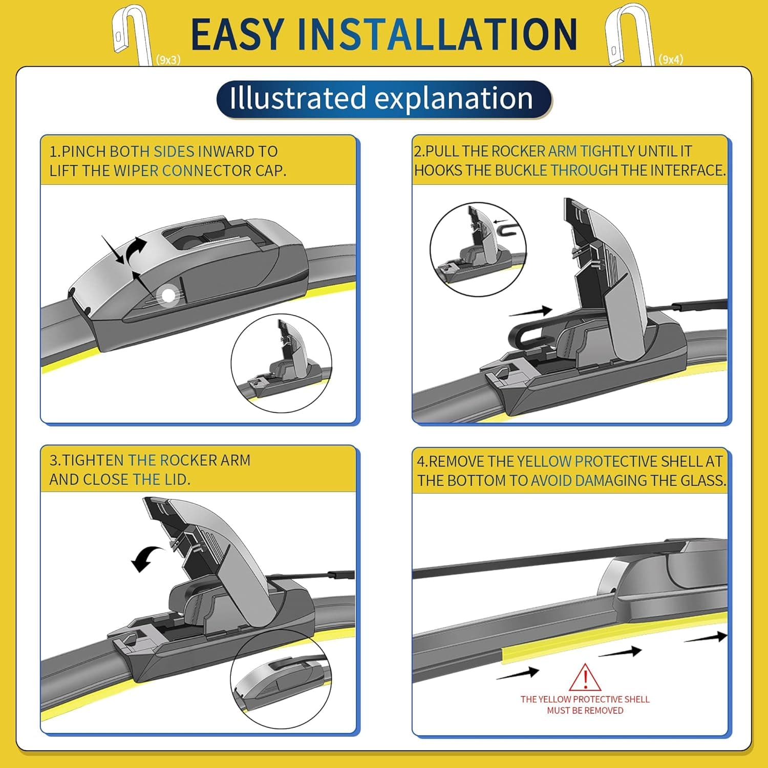 26" + 16" Front Windshield Wiper Blades Compatible with 2009-2018 Toyota Corolla/2013-2021 Toyota RAV4 OEM QUALITY Premium All-Season Automotive Replacement Wipers (Pack of 2) 26"+16" - Image 5