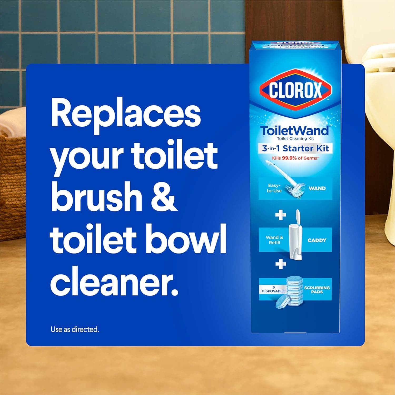 CLOROX ToiletWand Toilet Bowl Cleaner- Toilet Brush, Storage Caddy and 16 Disinfecting Refill Heads 1 Count (Pack of 1) - Image 8