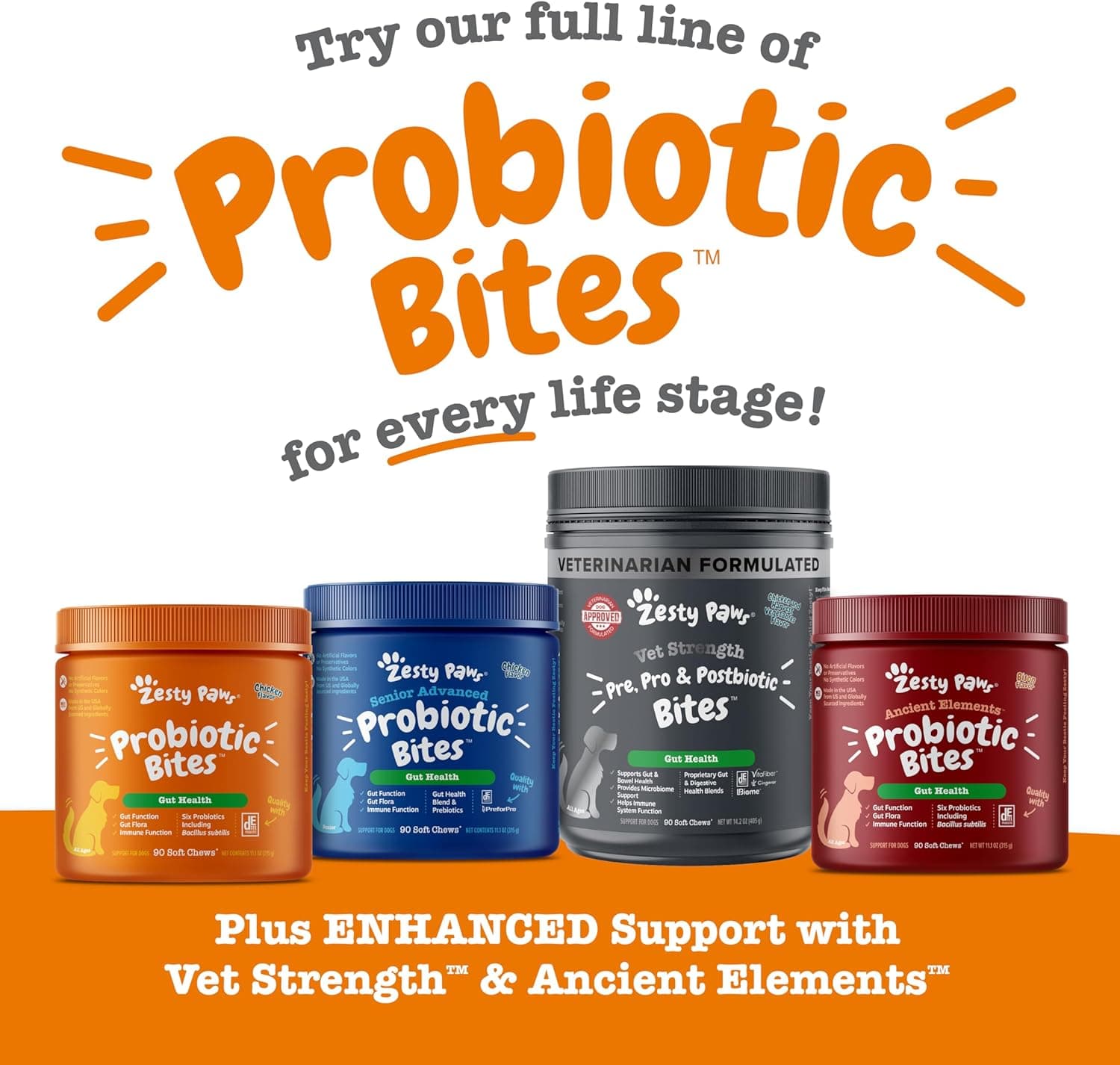 Zesty Paws Probiotics for Dogs - Digestive Enzymes for Gut Flora, Digestive Health, Diarrhea & Bowel Support - Clinically Studied DE111 - Dog Supplement Soft Chew for Pet Immune System - Pumpkin Pumpkin 90 Count - Image 7