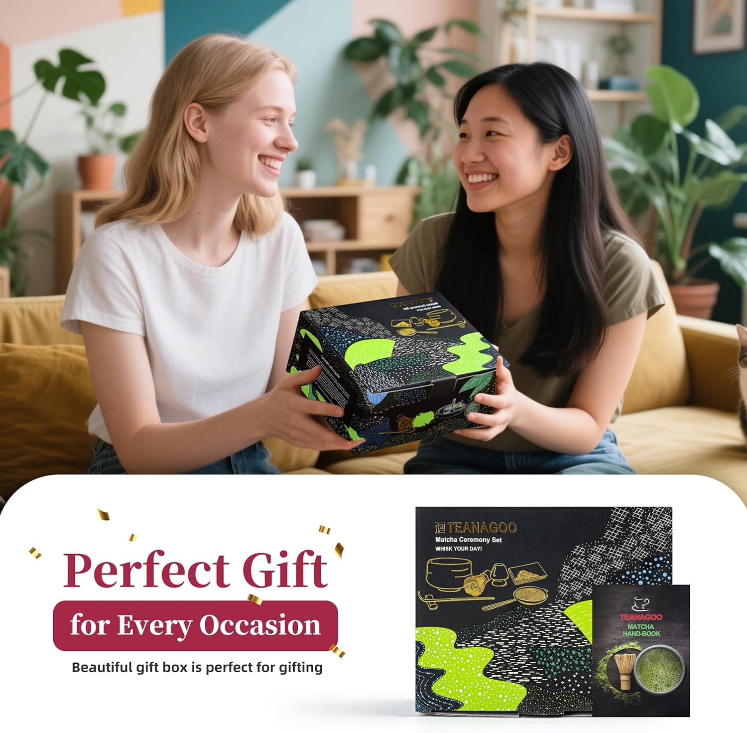 TEANAGOO Matcha Whisk Set Black,7 Pcs Matcha Set,Matcha Kit for Ceremony,Tradition Tea Set for Making Breakfast/Latte,Matcha Whisk Set with Bowl(Chawan)/Whisk and Holder,Gift for Family/Friend Charcoal Black 1 7pcs/set, Bowl with pouring spout - Image 9