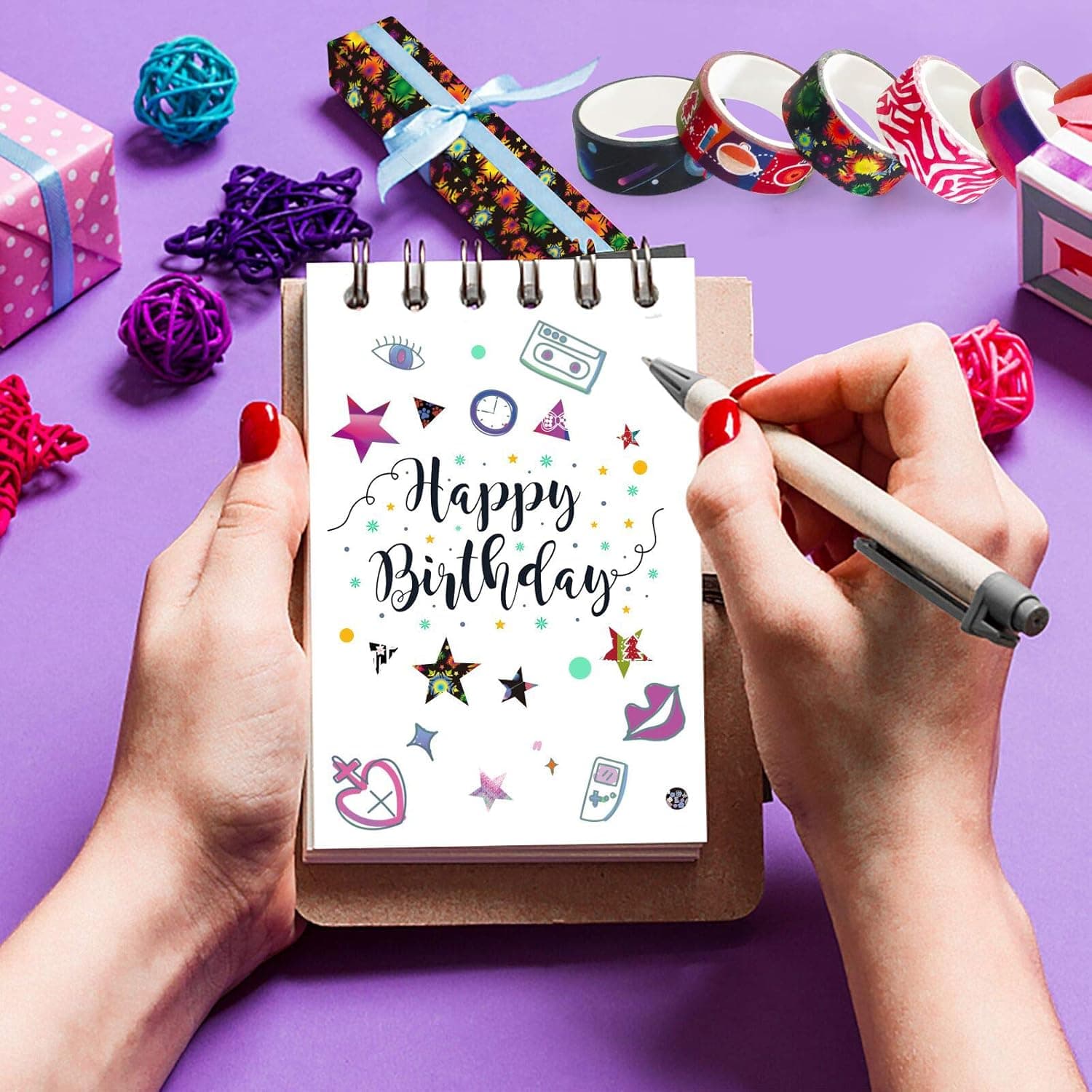 40 Rolls Washi Tape Set - 15 mm Wide Colored Masking Tape for Kids, Decorative Adhesive Tape for DIY Crafts, Gift Wrapping, Scrapbooking Supplies, Bullet Journals, Planners, Party Decorations - Image 4