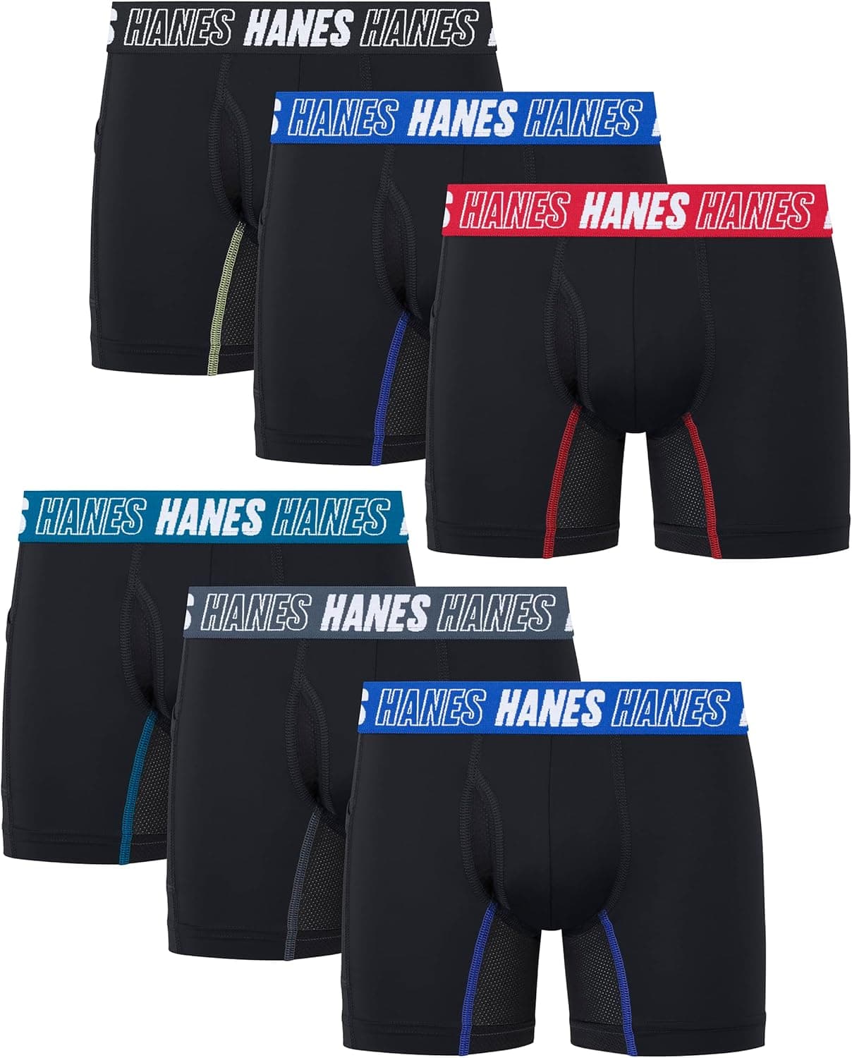 Hanes boys Moves Underwear, Anti-chafe Boxer Briefs for Boys, 6-pack Large Black- Regular Leg - Image 2