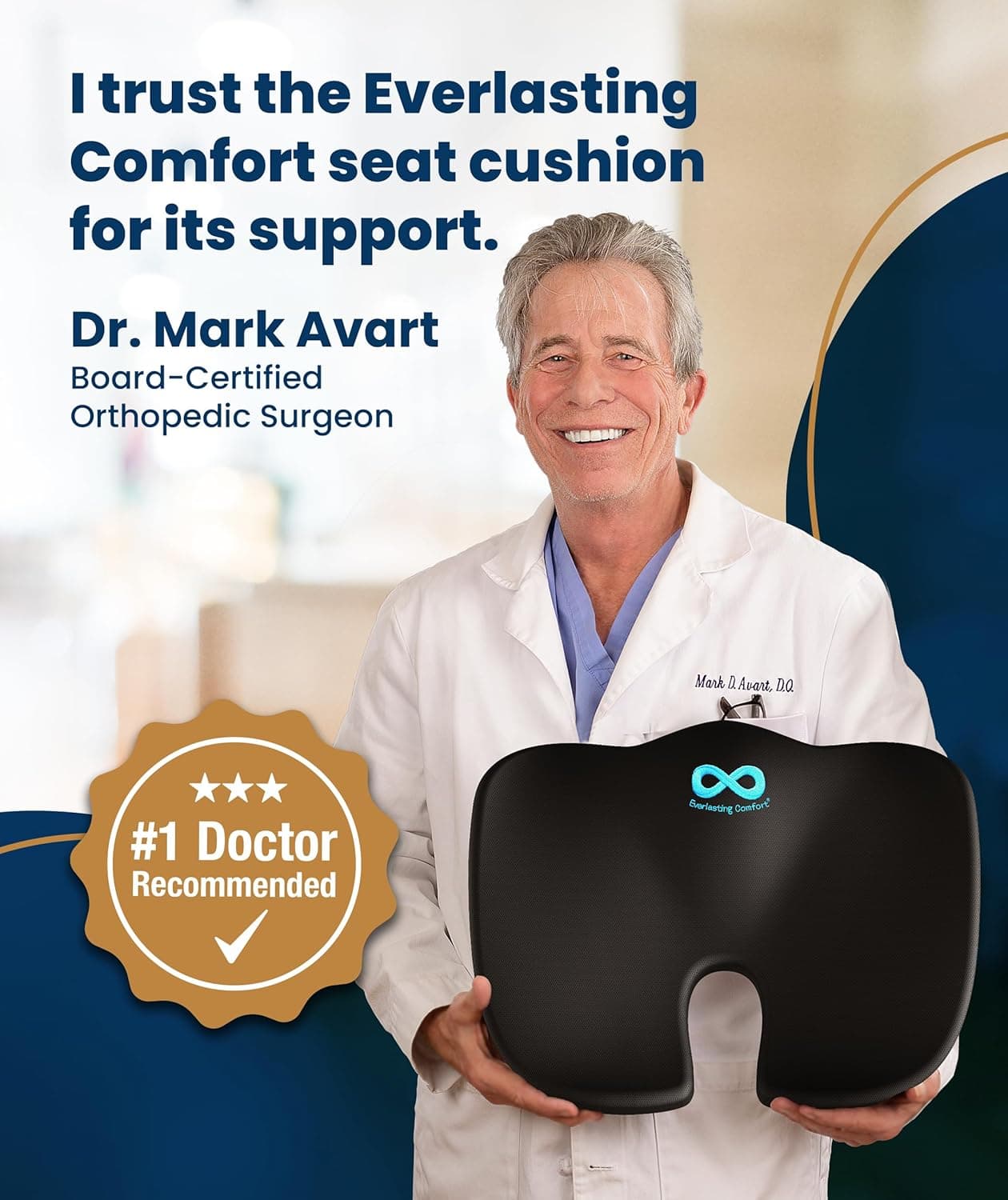 Everlasting Comfort Doctor Recommended Memory Foam Seat Cushion for Office Chairs & Car - Ergonomic Office Desk Accessories - Cushions for Tailbone Pain Relief, Sciatica (Black, Large) 01. Black Large - Image 7