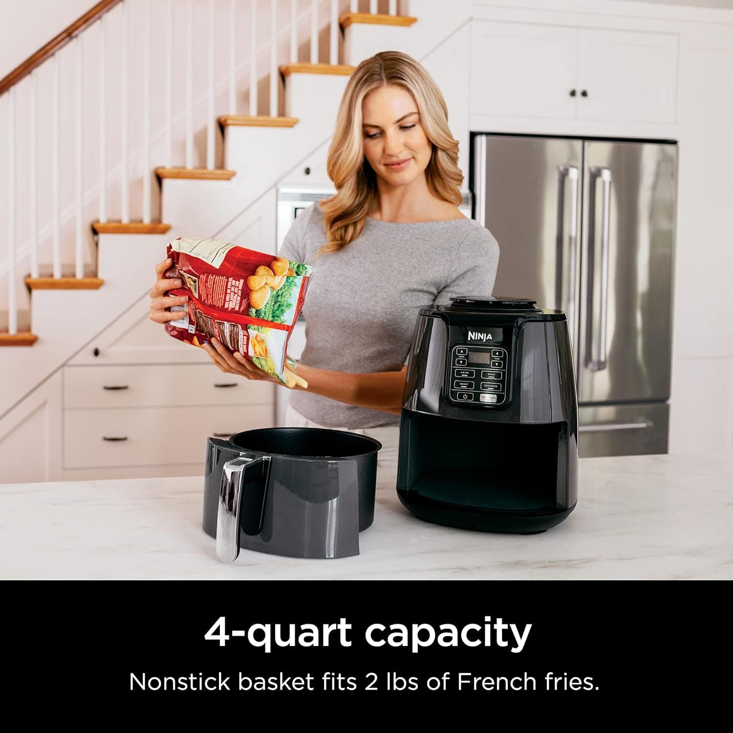 Ninja | Air Fryer | 4 QT Capacity | 4-in1 Roast, Crisp, Roast, Reheats, & Dehydrates | Dishwasher Safe Parts | Includes 20 Easy & Healthy Recipes | Compact | Grey | AF101 - Image 3