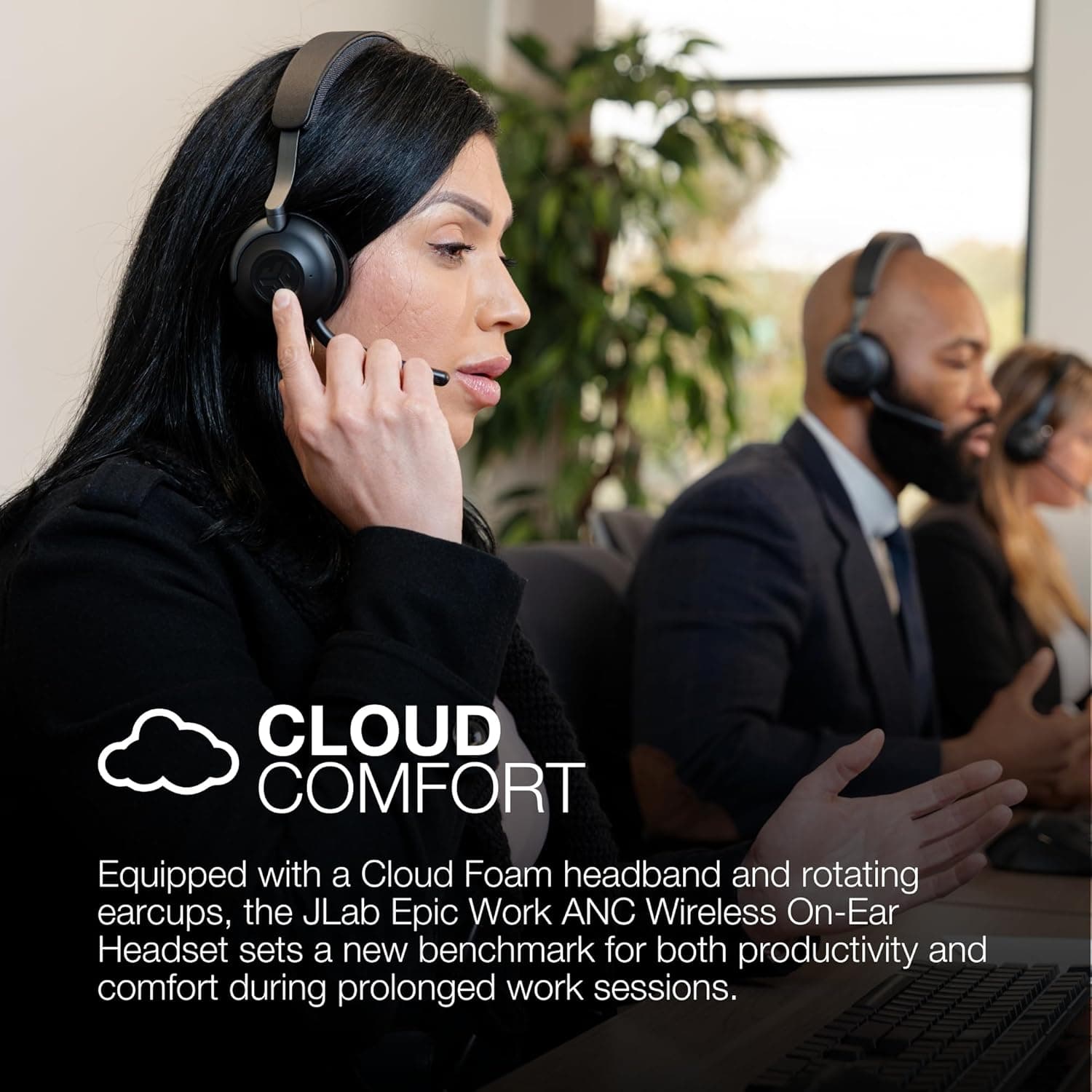 JLab Epic Work Wireless Headset with Microphone, Smart Active Noise Cancellation, Charging Hub, 90+ Playtime, Quick Mute, Bluetooth Headphones, Multipoint Connect, PC, Laptop, Mobile, (1 Pack) - Image 8