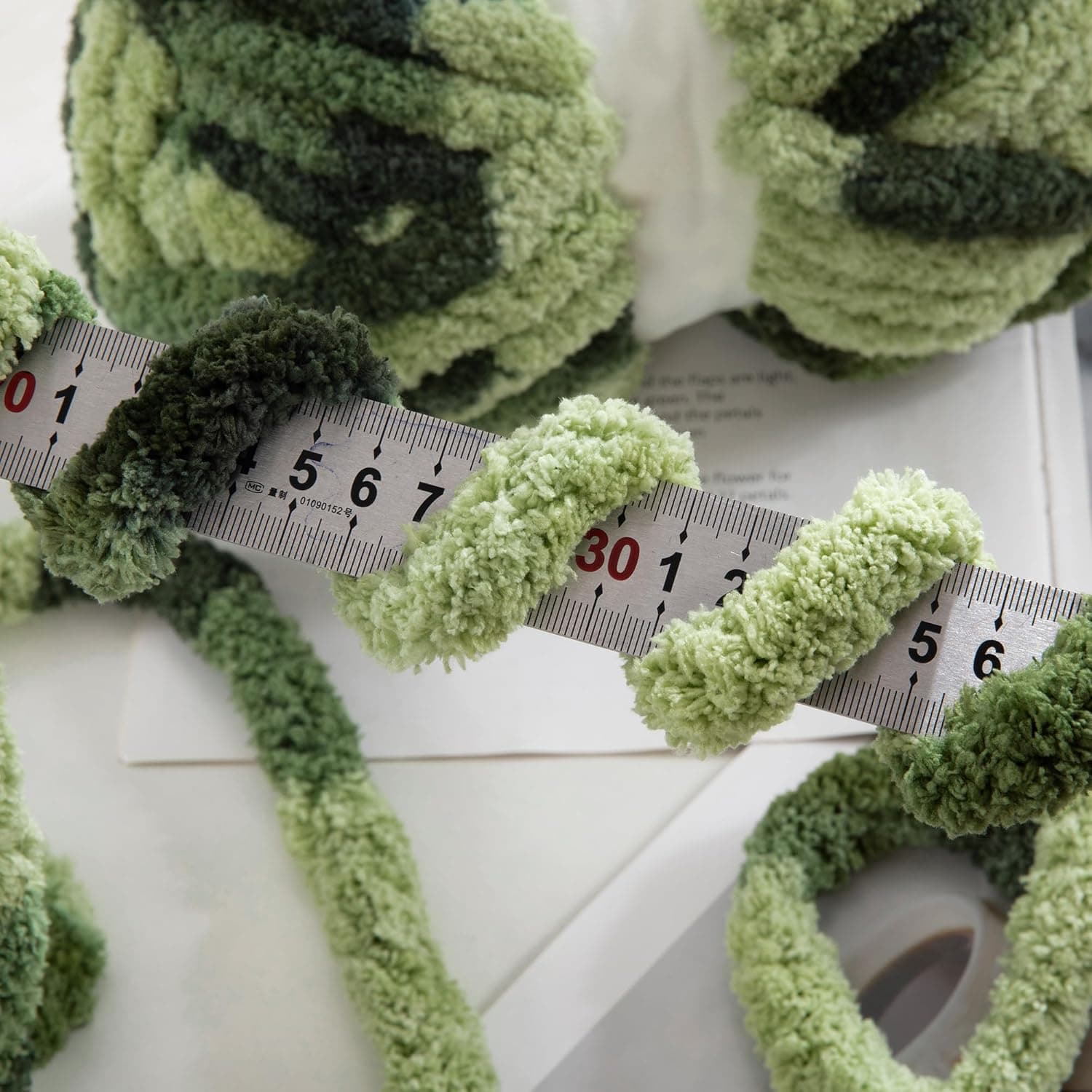 MABOZOO Tie Dye Chunky Yarn for Crocheting & Knitting, 8 Pack - Soft Plush Sage Green Fluffy Jumbo Chenille Yarn,Giant Thick Fuzzy Bulky(29 yds, 8 oz Each Skein) Sage Green 8 Pack - Image 5