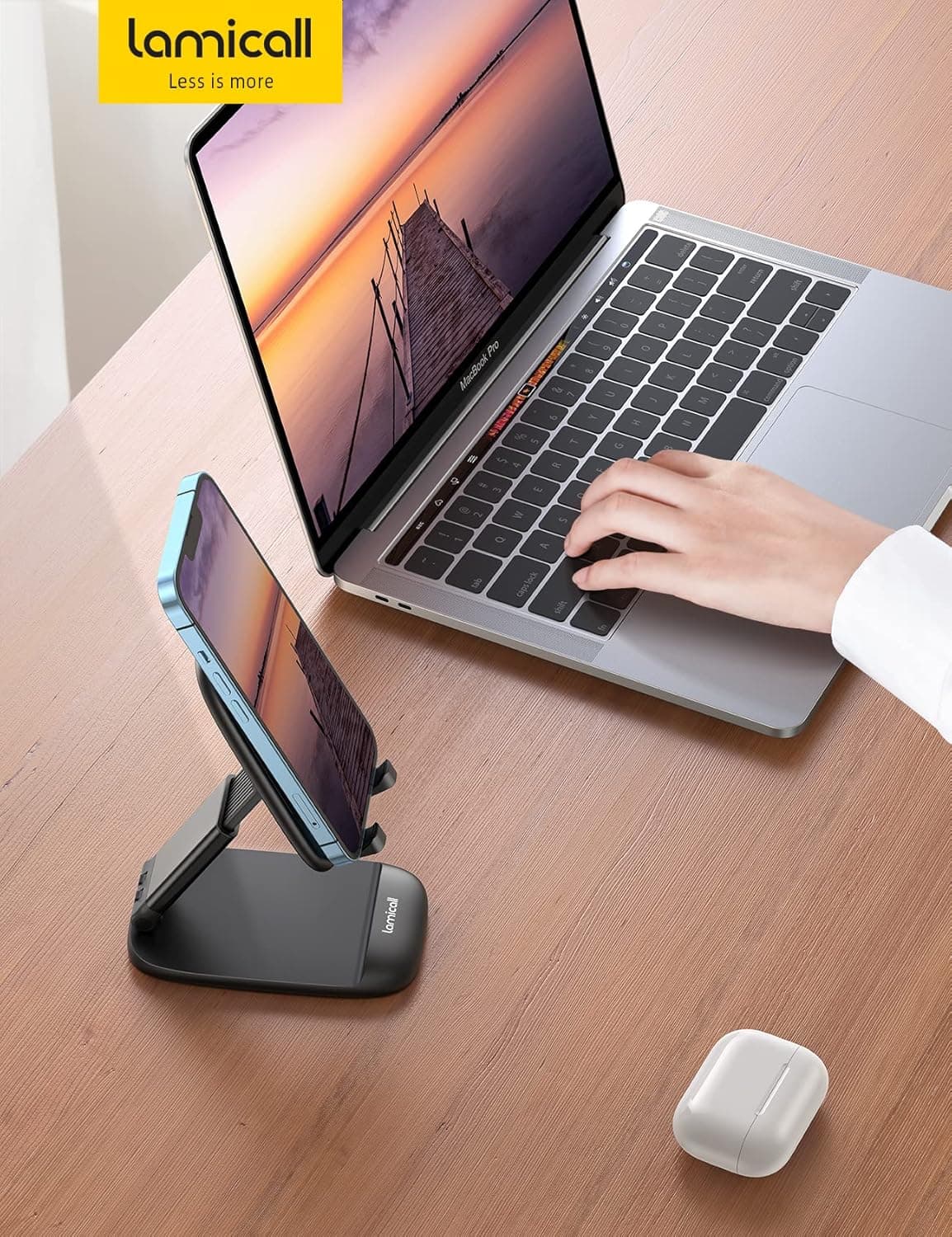 Lamicall Cell Phone Stand for Desk - [Height Adjustable] Foldable Mobile Phone Holder, Portable Stand for iPhone 17 16 15 14 13 12 11 Pro Max Plus Air, Galaxy S25, Telephone, Office Gift Accessories 1-Black - Image 7
