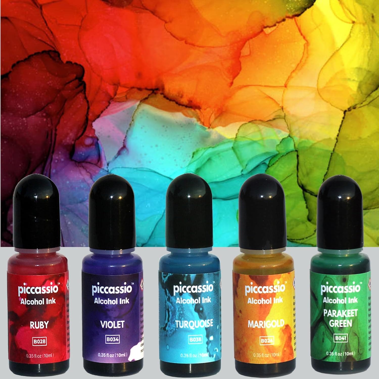 Alcohol Ink Set - New Improved Formula - 24 Highly Saturated, Fast-Drying, Permanent Inks for Epoxy Resin, Tumblers, Fluid Art Painting, Glass, Metal, and More ALC-1123 - Image 3