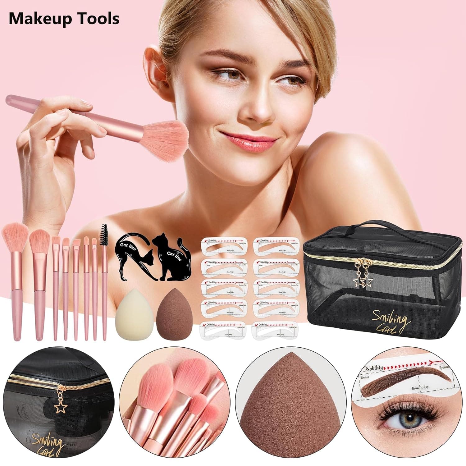 All in One Makeup Kit for Women Full Kit, Make Up Gift Set for Women, Makeup Essential Bundle Includes Foundation Face Primer Eyeshadow Contour Palette Lipstick Eyeliner Mascara Cosmetic Brush Set - Image 7