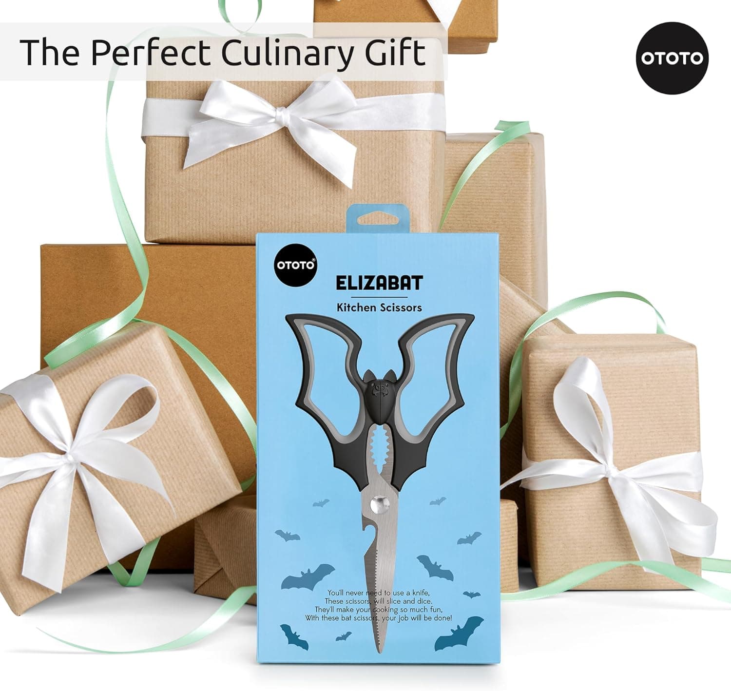 OTOTO Elizabat Kitchen Scissors - Halloween Goth Cute Bat Kitchen Shears, Gothic Scissors Utensils - Spooky Bats Halloween Gifts, Cute Gadgets - Image 7